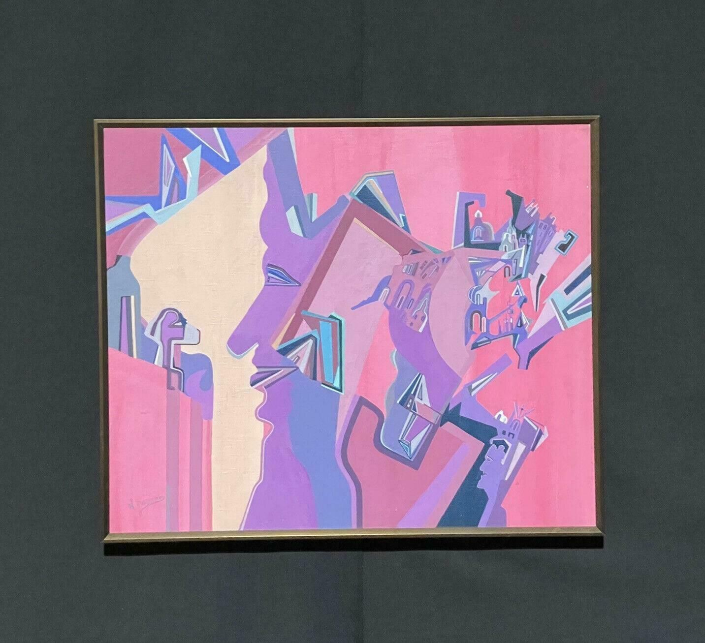 Unknownlarge French Contemporary Signed Abstract Painting   Amazing Colors & Shapeslate 20th Century photo furniture