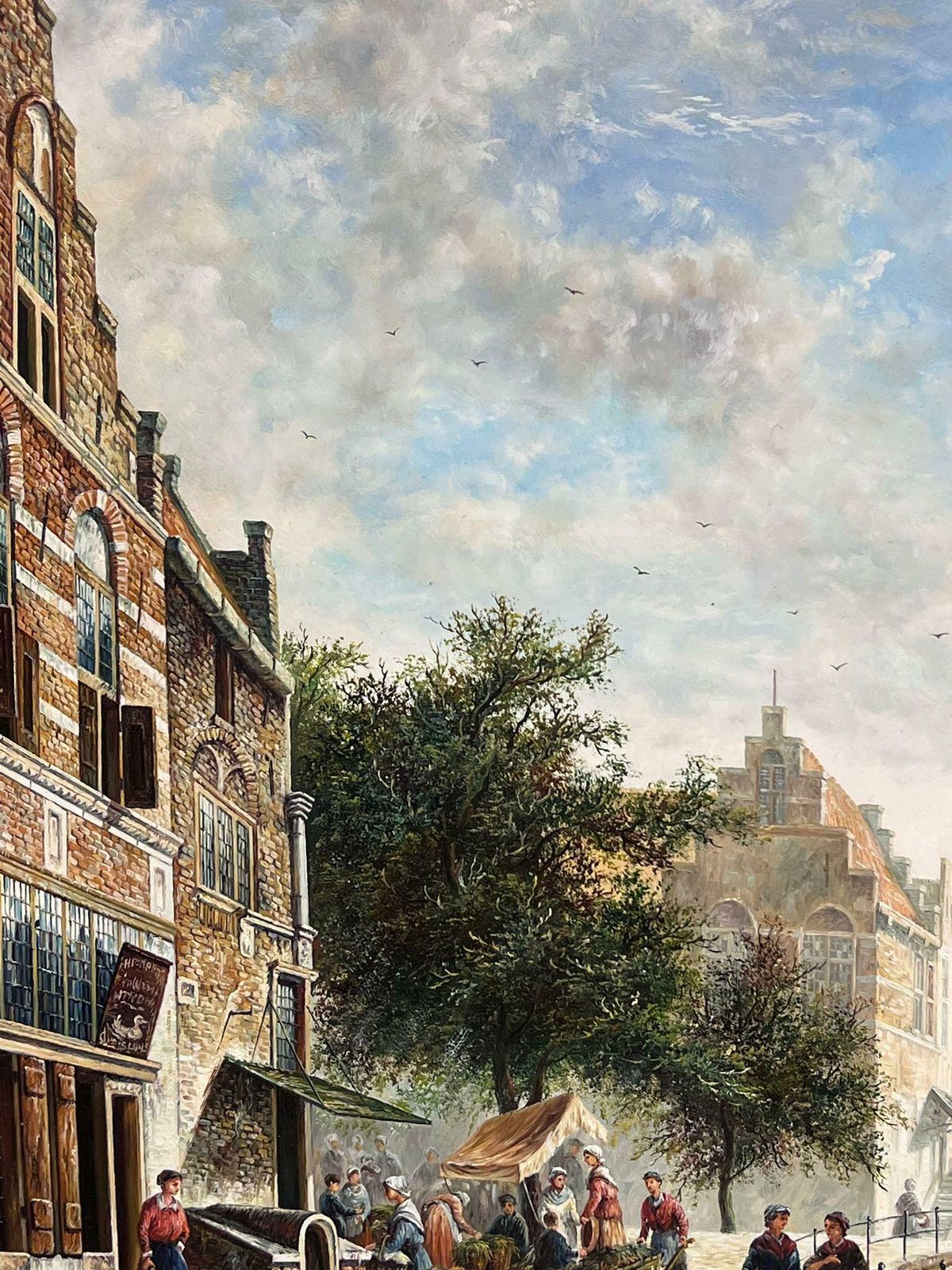 Jonny Gastonclassical Dutch Street Scene Signed Oil Painting Gilt Framed photo vintage