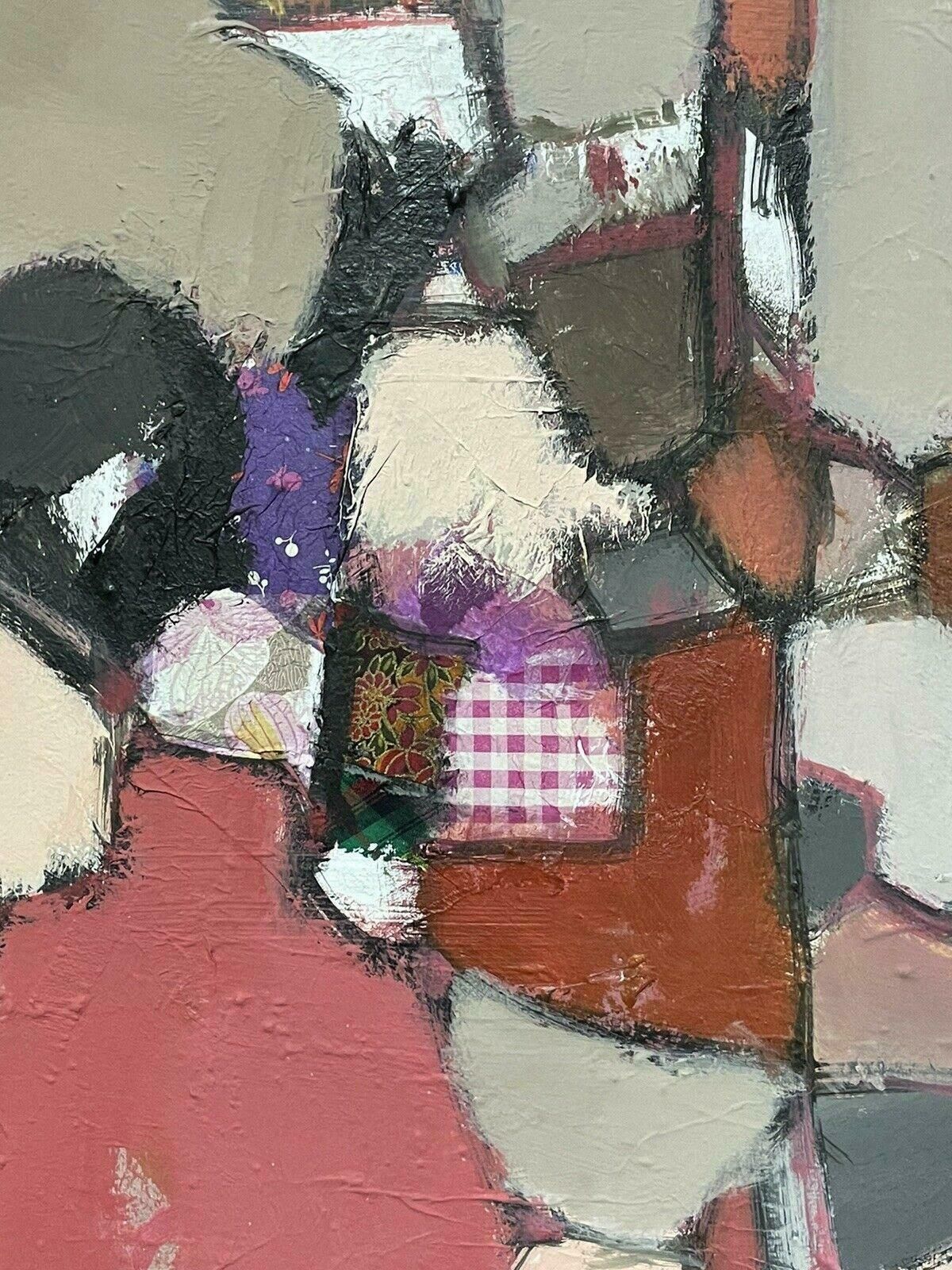 R.Leroyleroy   French Contemporary Abstract Cubist Painting With Collage2000's photo for sale
