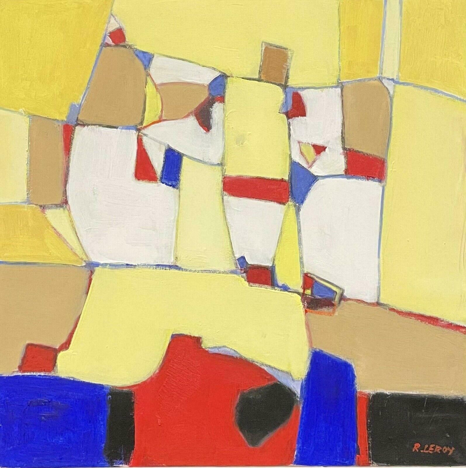 R.Leroylarge French Contemporary Abstract Cubist Painting   Beautiful Colors2000's