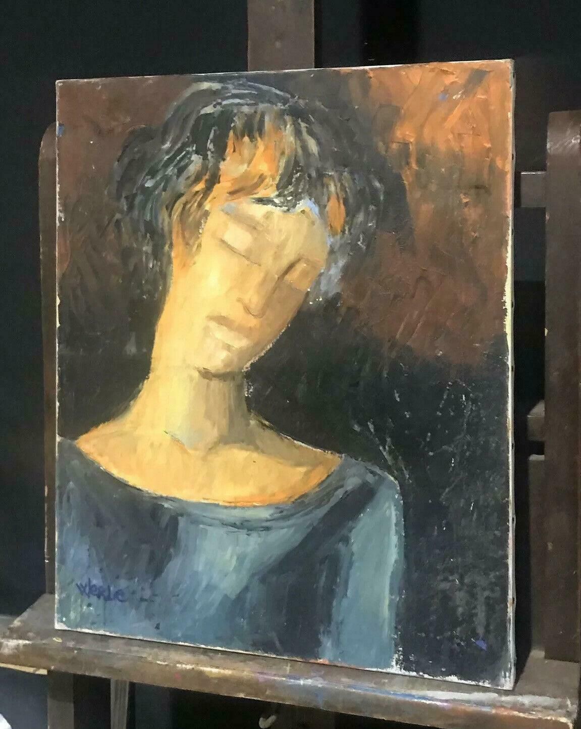 Beatrice Werliebeatrice Werlie (1974) Signed French Oil   Head & Shoulders Portrait Of Figure photo vinterior