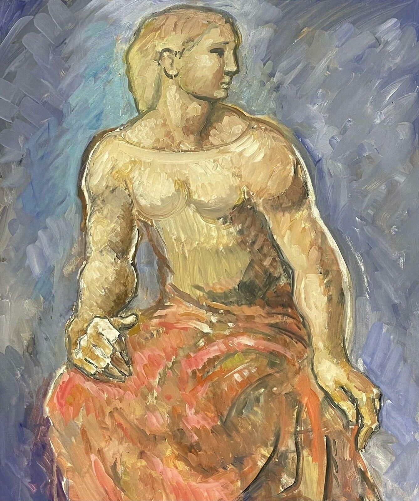 Robert Bouillerobert Bouille (1926 2021) Large Surrealist Oil Portrait Muscular Nude Model photo Art