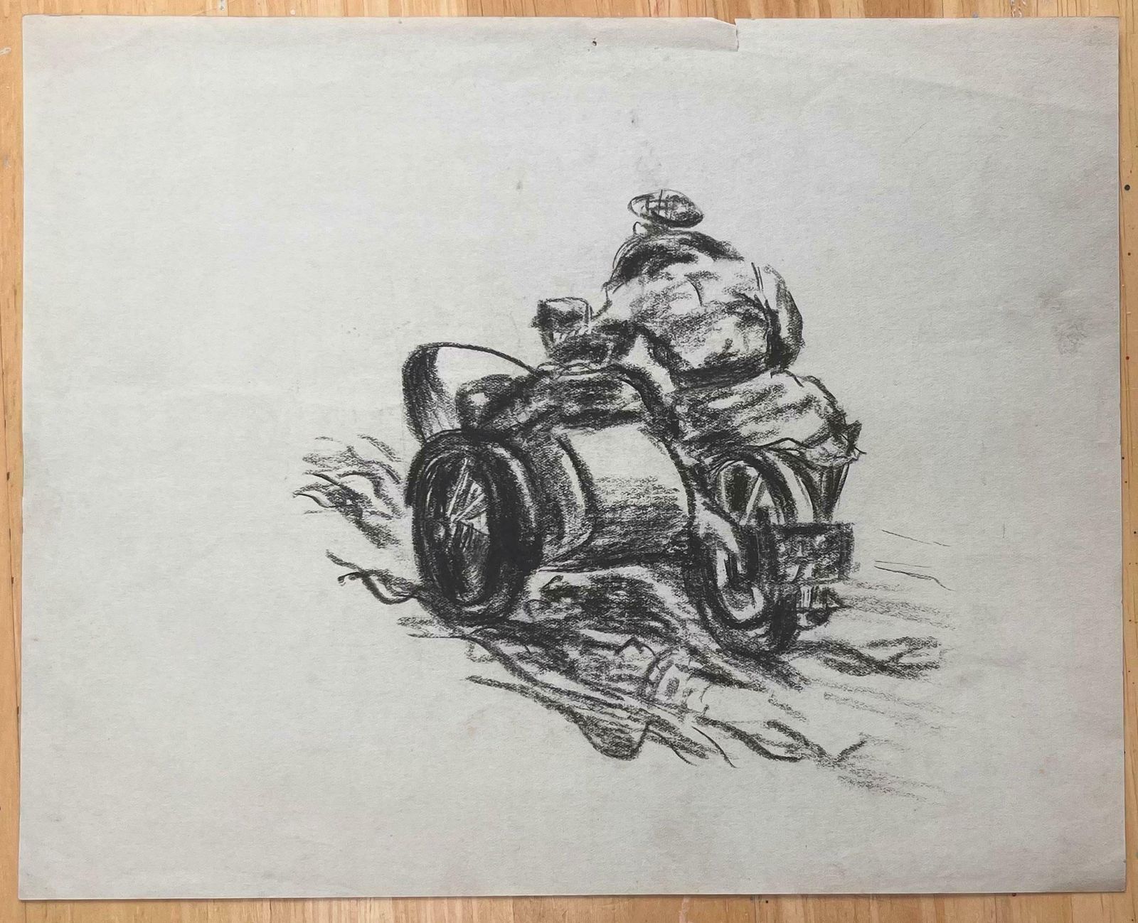 K.B. Whitevintage Motorcycle With Sidecar Pencil Drawingearly 20th Century photo furniture