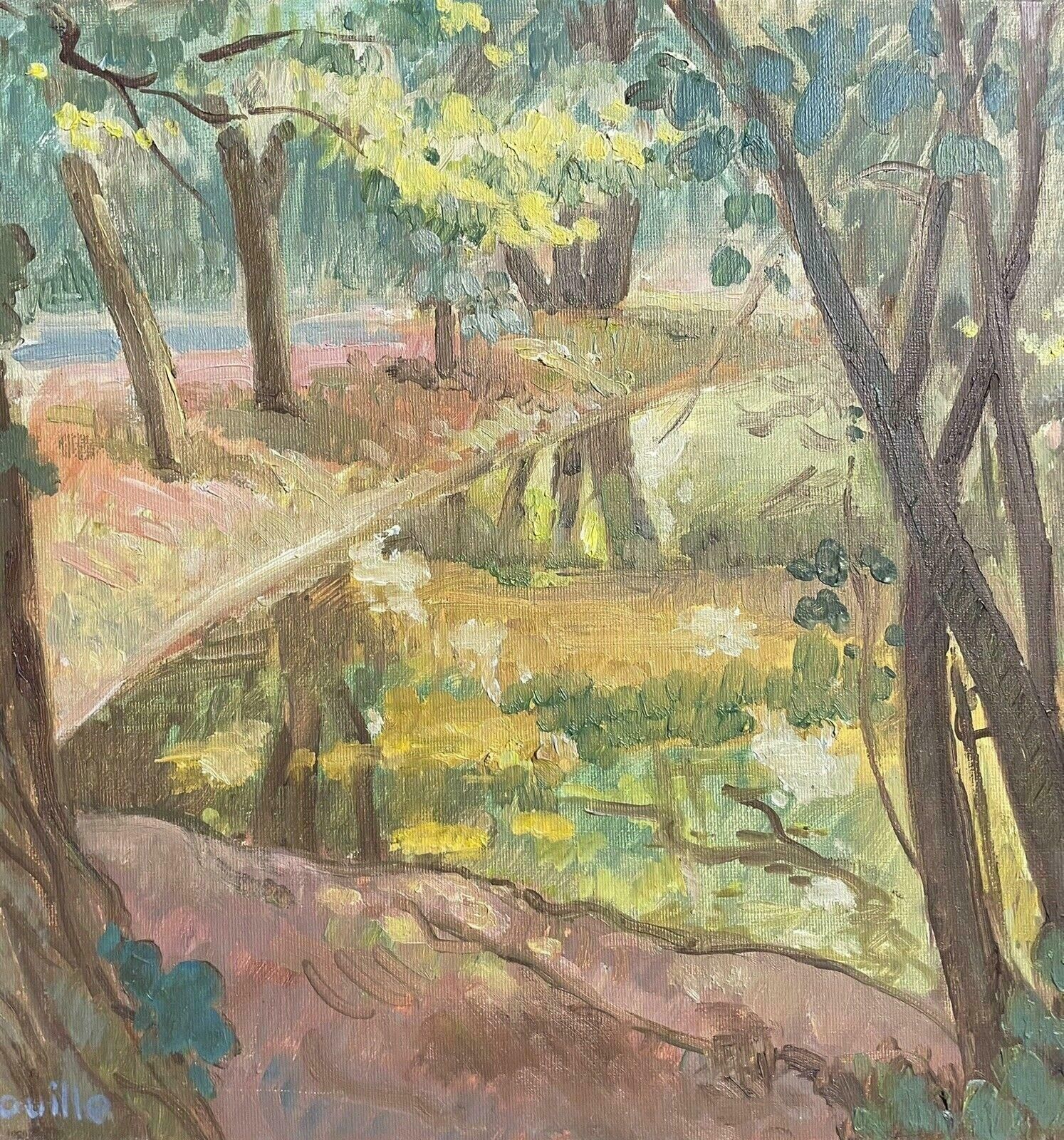 Robert Bouillerobert Bouille (1926 2021) Signed French Impressionist Oil   Woodland Pond photo for sale