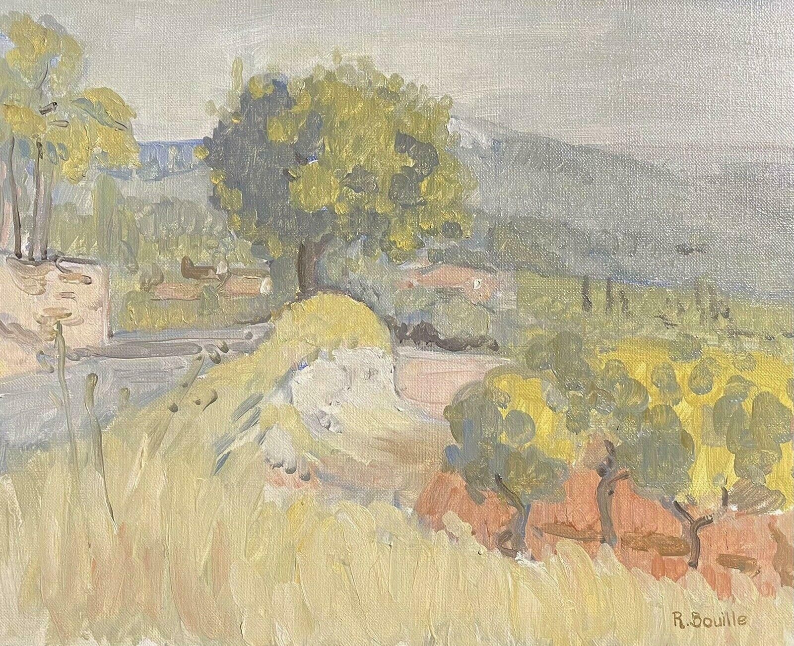 Robert Bouillesigned French Oil   Provence Landscape Pastel Colors Green Landscape Terracottac. 2000