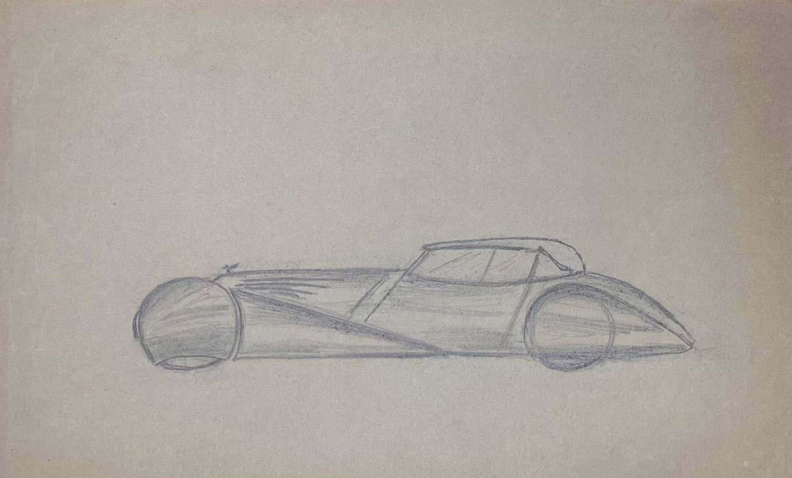K.B. Whitestreamlined Classic Car Concept Pencil Illustrationearly 20th Century