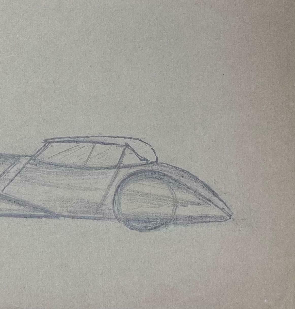 K.B. Whitestreamlined Classic Car Concept Pencil Illustrationearly 20th Century photo Art