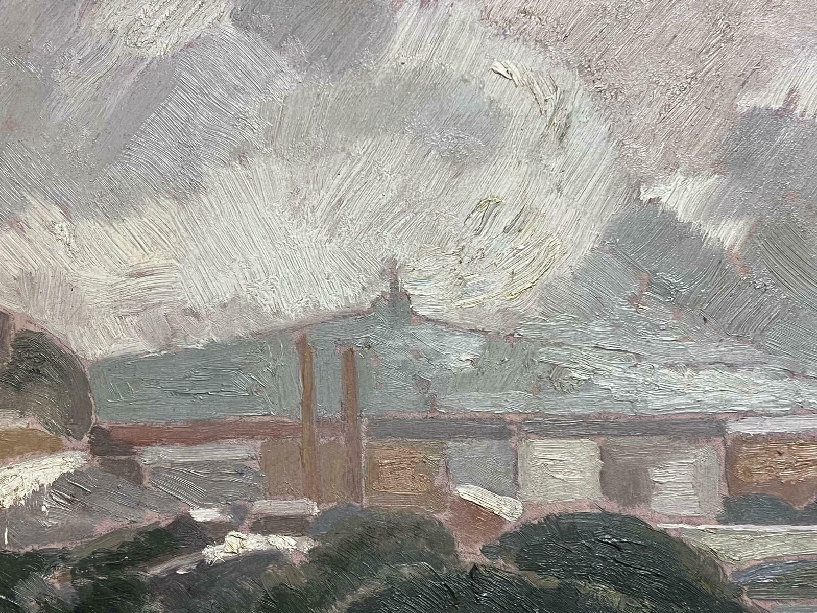 French School1940's French Impressionist Signed Oil Painting Busy Landscape With Bridge1940's photo vinterior