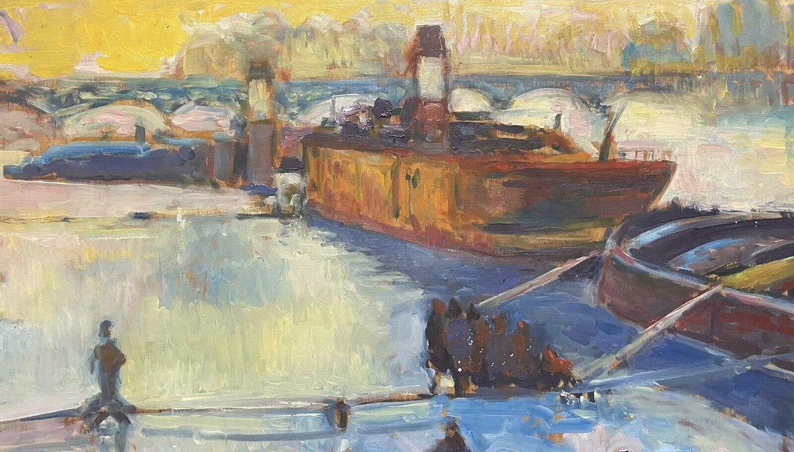 Patrice Landauerpatrice Landauer (B.1962) Huge Impressionist Oil   Flooded River Seine Paris20th Century photo buy