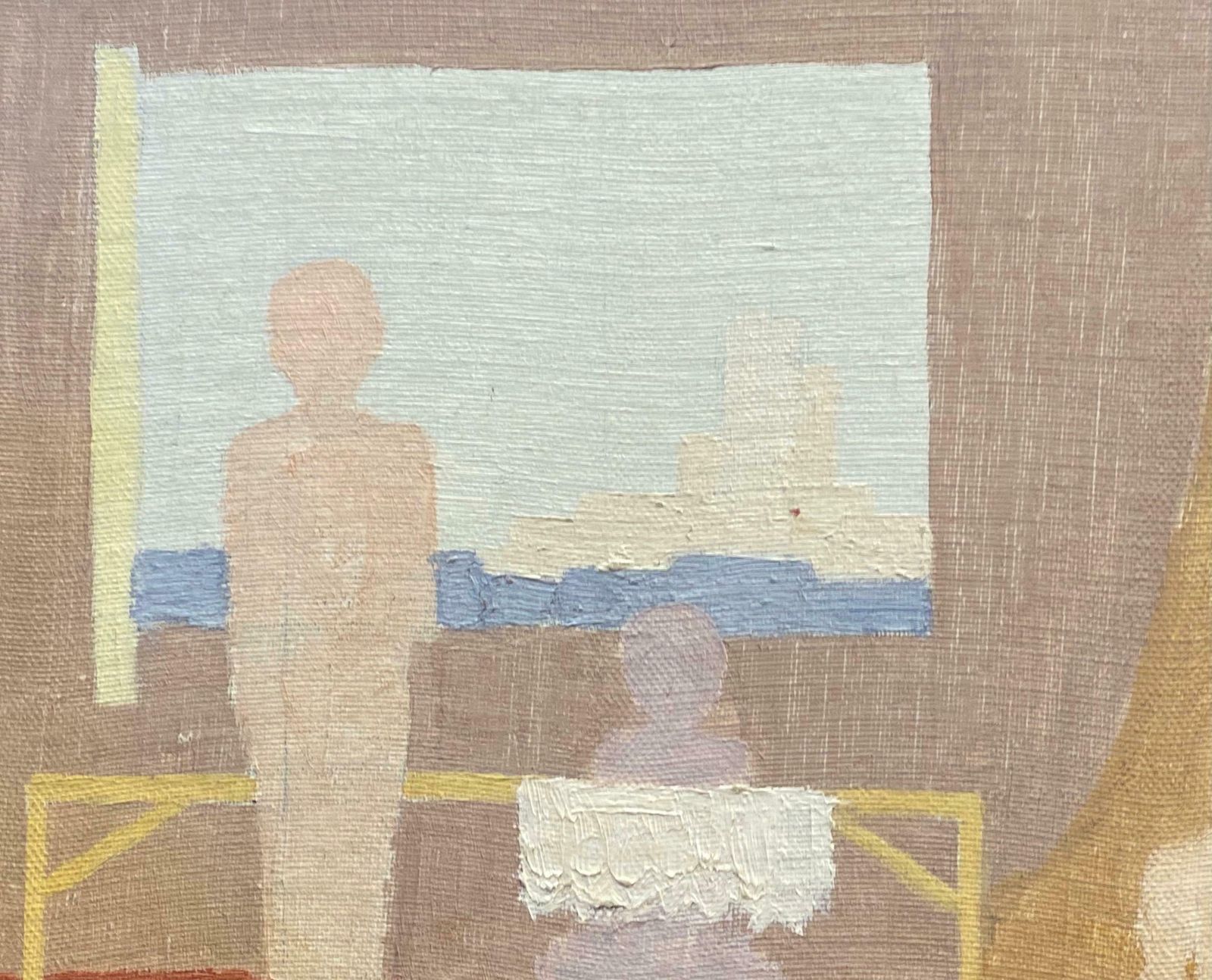 Genevieve Zondervan (1922 2013)genevieve Zondervan (1922 2013) French Surrealist Oil Painting Interior Roomc. 1960's photo vinterior