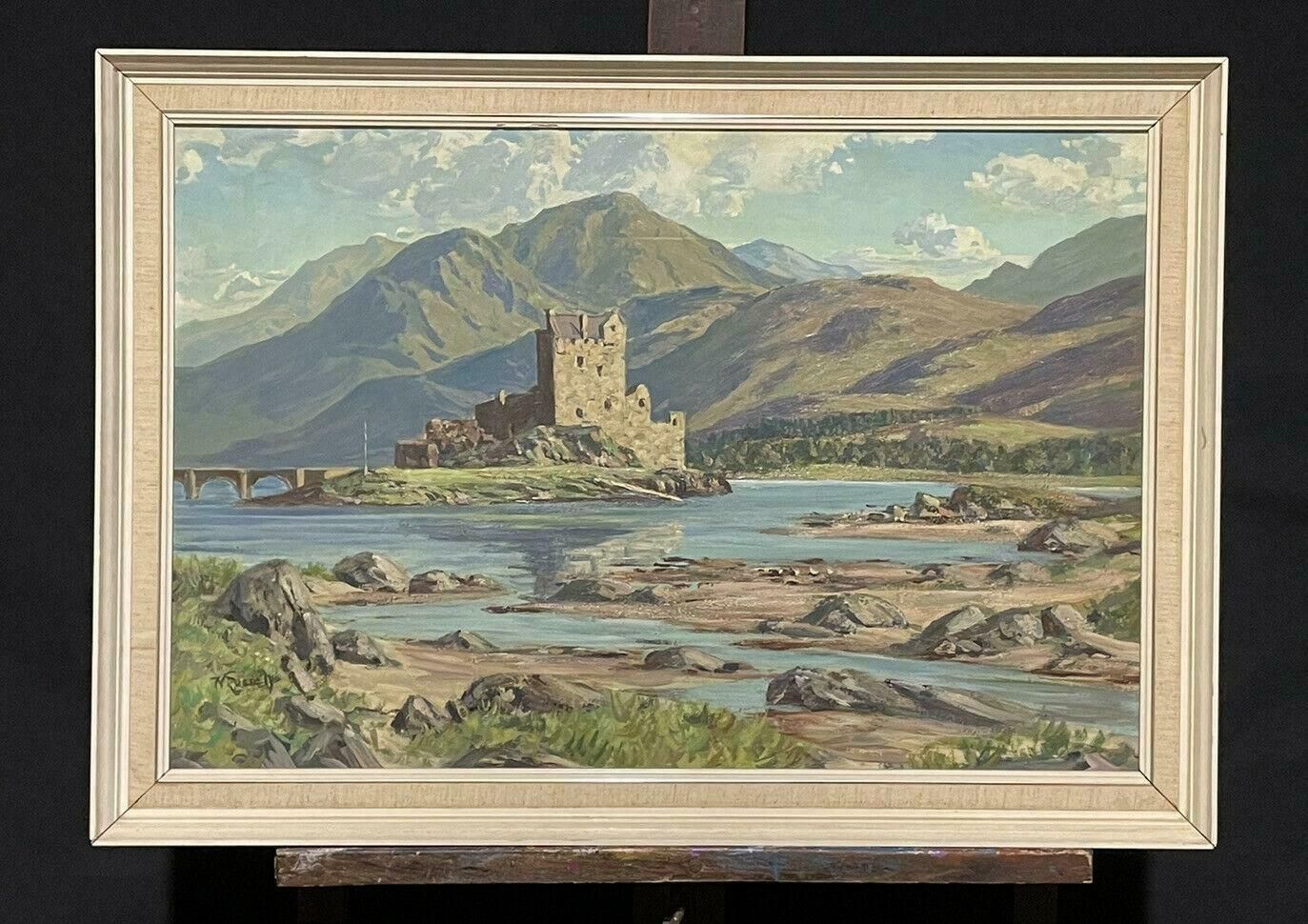 William Russelleilean Donan Castle Scotland   Mid 20th Century British Signed Oil Painting C. 1950's photo furniture
