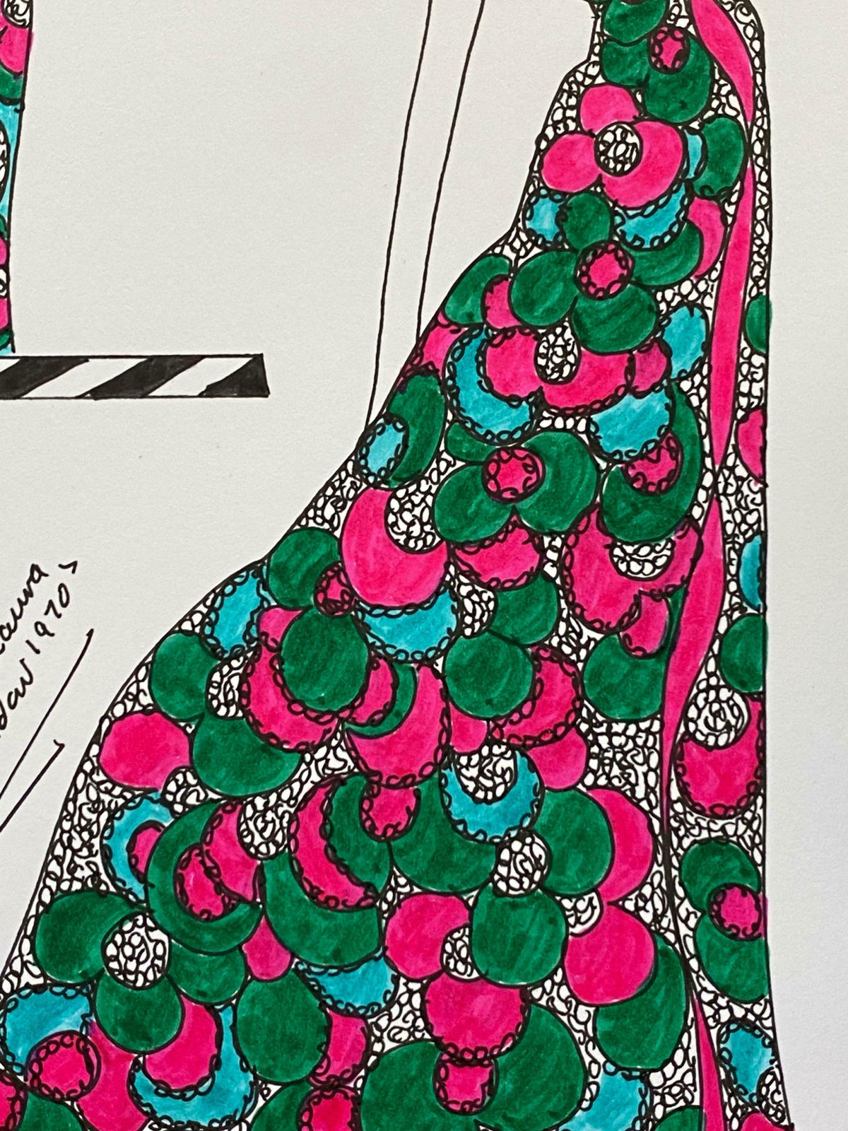 Roz Jenningsoriginal Fashion Design Illustration Watercolor Painting Laura Ashley Designerc. 2000's photo for sale