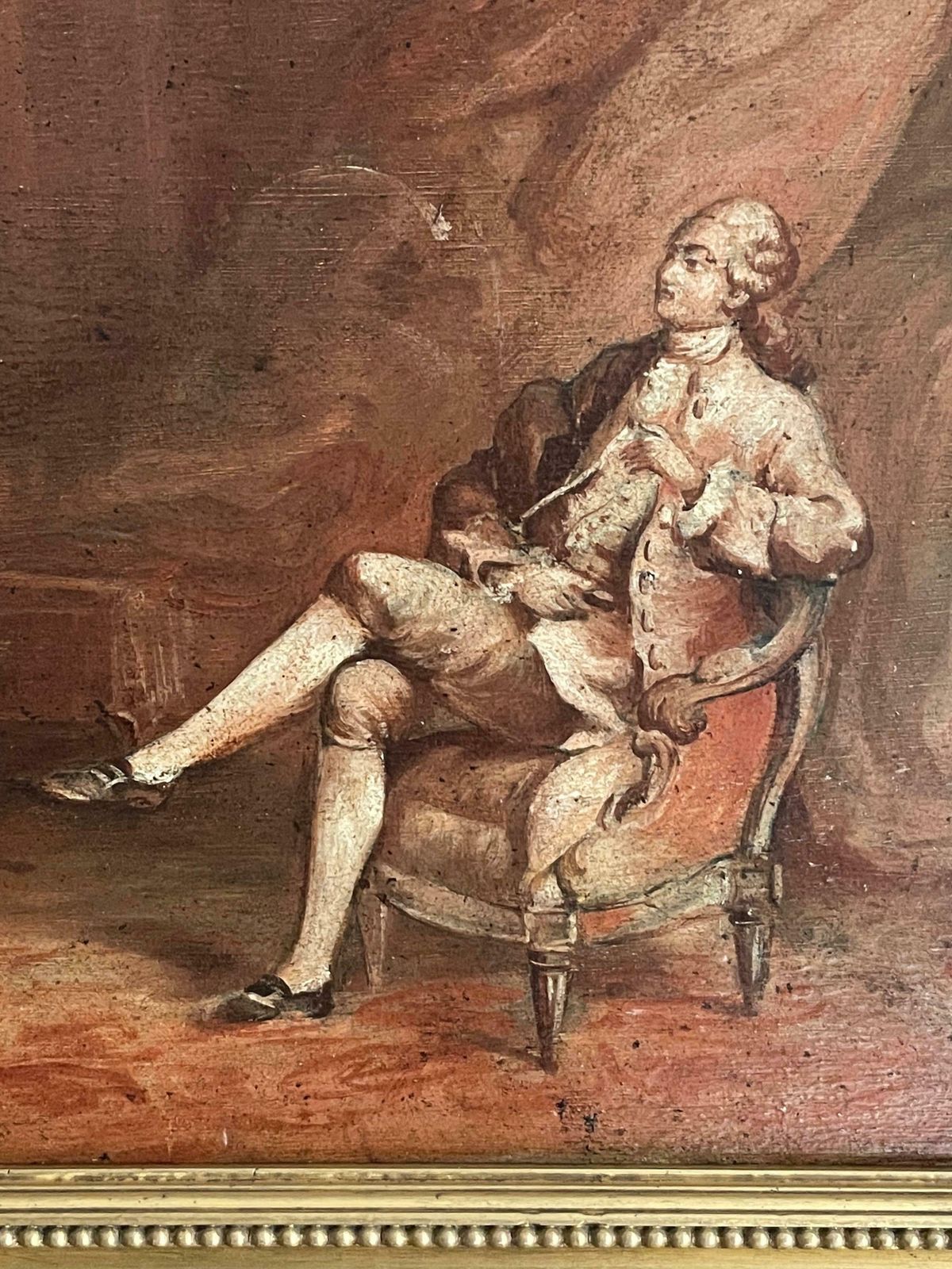 Fine Early 1700's French Oil Elegant Figures Lady Being Dressed Rococo Interiorc. 1720's photo vinterior