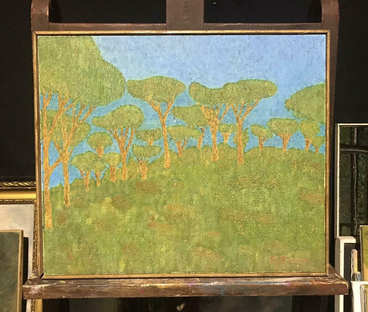 Unknown20th Century Nabis/ Pont Aven School Signed Oil Painting   Trees In Green Landc. 1970's photo furniture