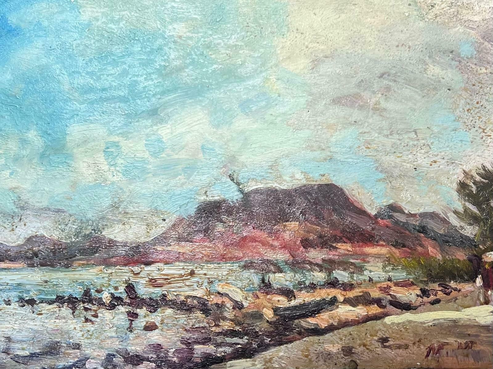 Maurice Mazeiliefrench Impressionist Oil Landscape Pink Cliffs With Blue Skies photo Art