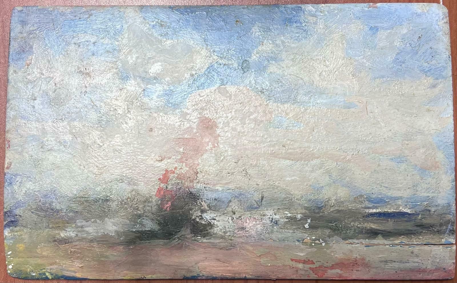Maurice Mazeiliefrench Impressionist Oil Landscape Grey Crashing Waves photo furniture