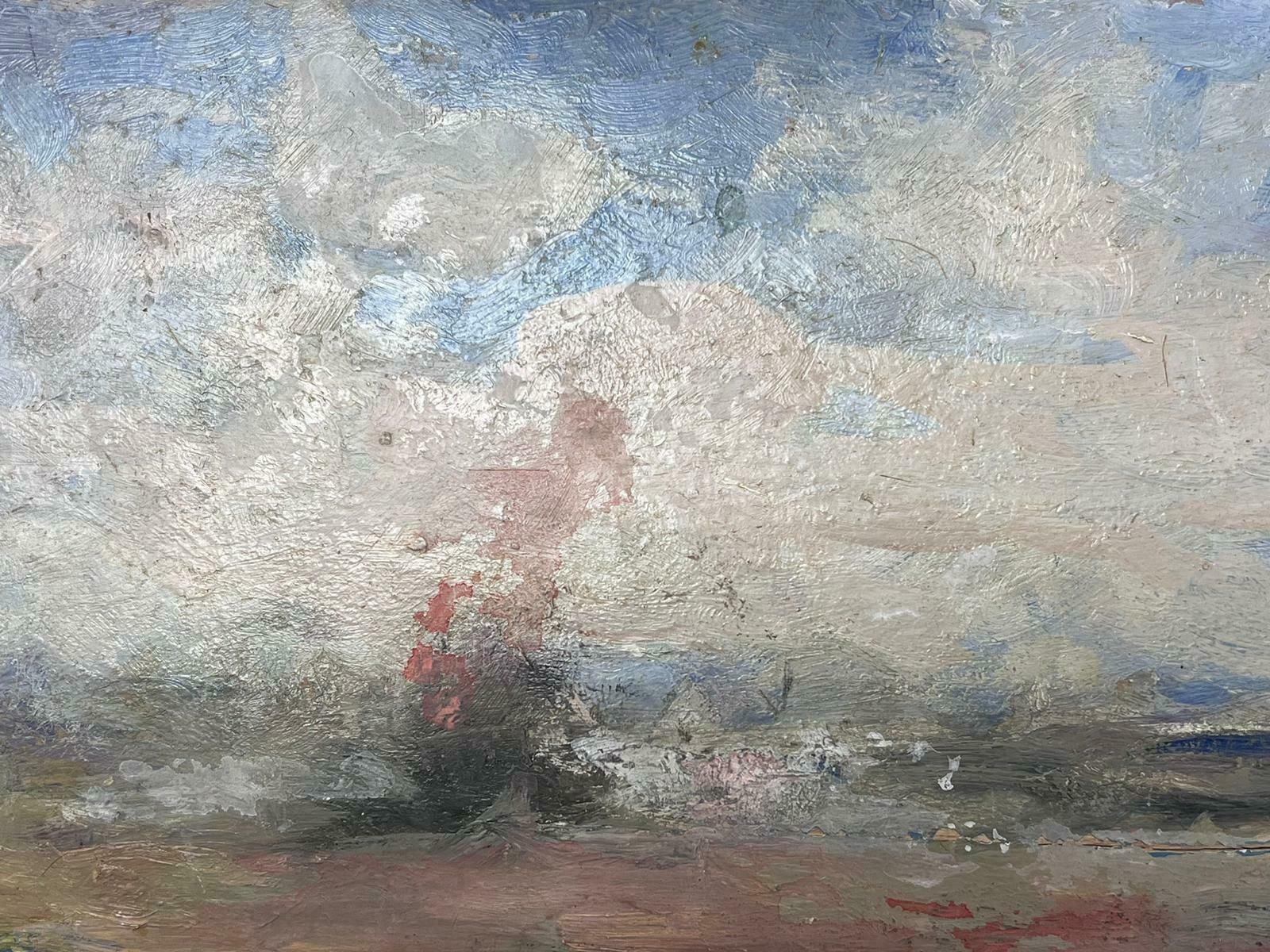 Maurice Mazeiliefrench Impressionist Oil Landscape Grey Crashing Waves photo for sale