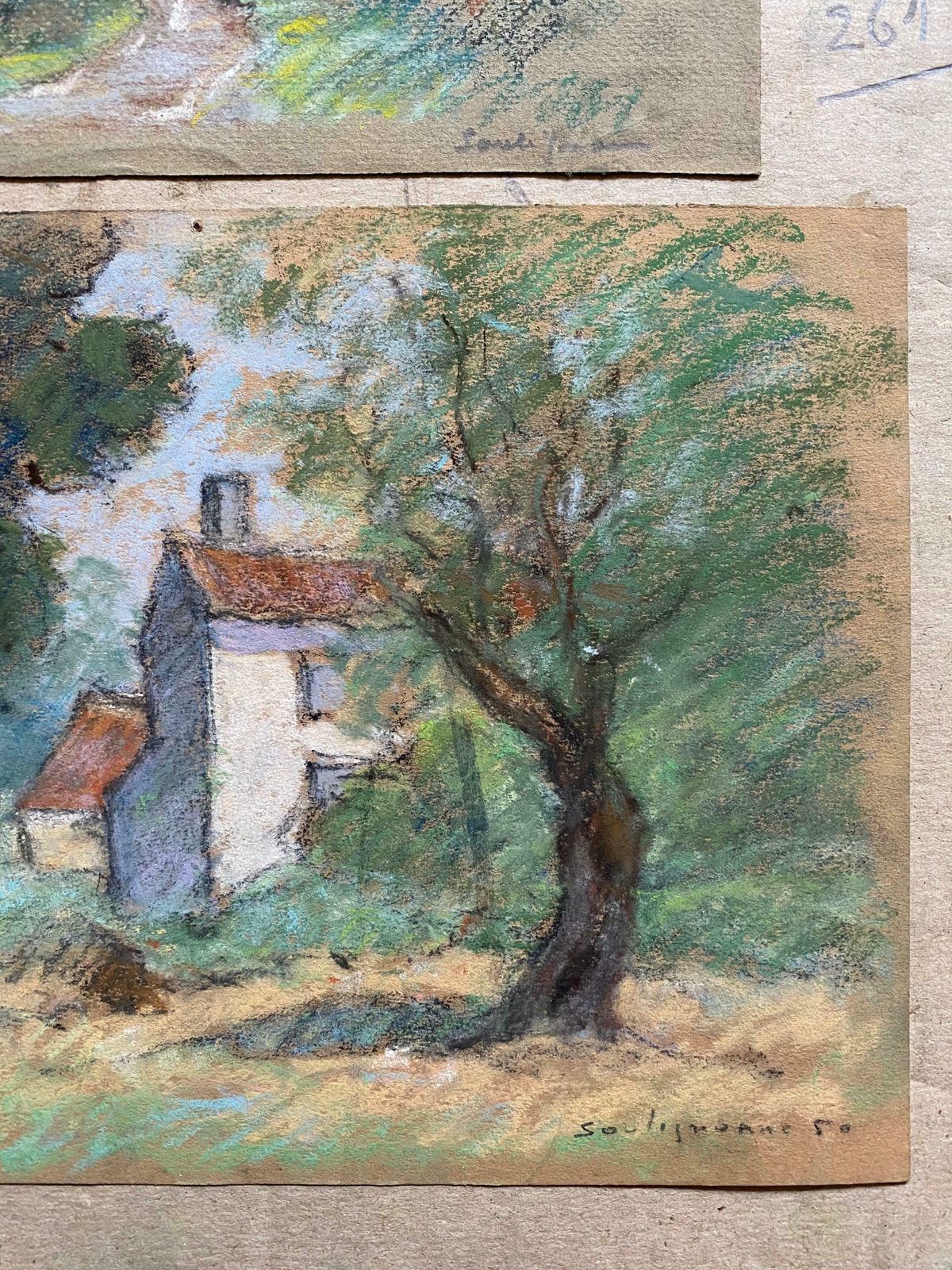 Camille Meriottwo Antique Pastel French Impressionist Paintings Sunlit Landscapesc. 1900's photo furniture