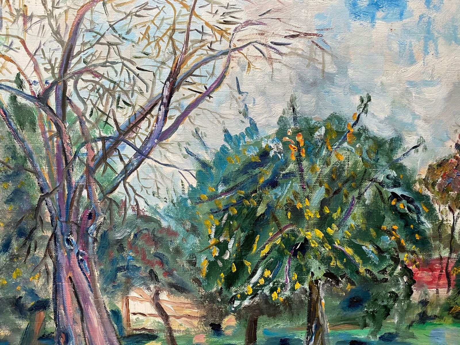 Unknownsummer Trees Landscape   French Original Oil Paintingc.1950s photo Art