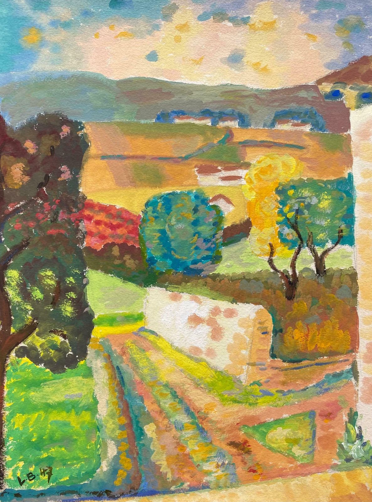 Louis Bellon1940's Provence France Painting Landscape   Post Impressionist Artistc. 1940s