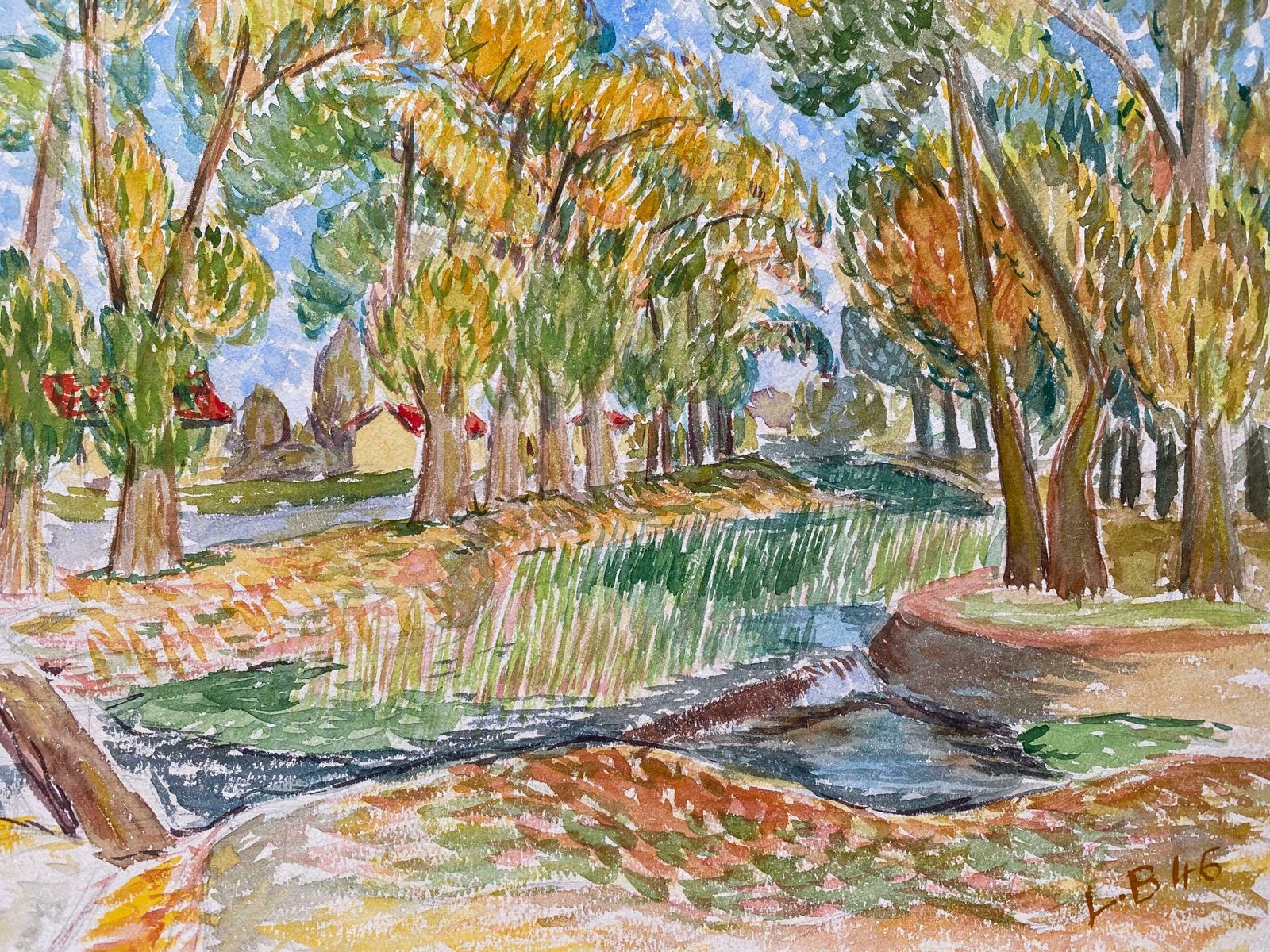 Louis Bellon1940's Provence French Delicate Landscape   Post Impressionist Artistc. 1940s