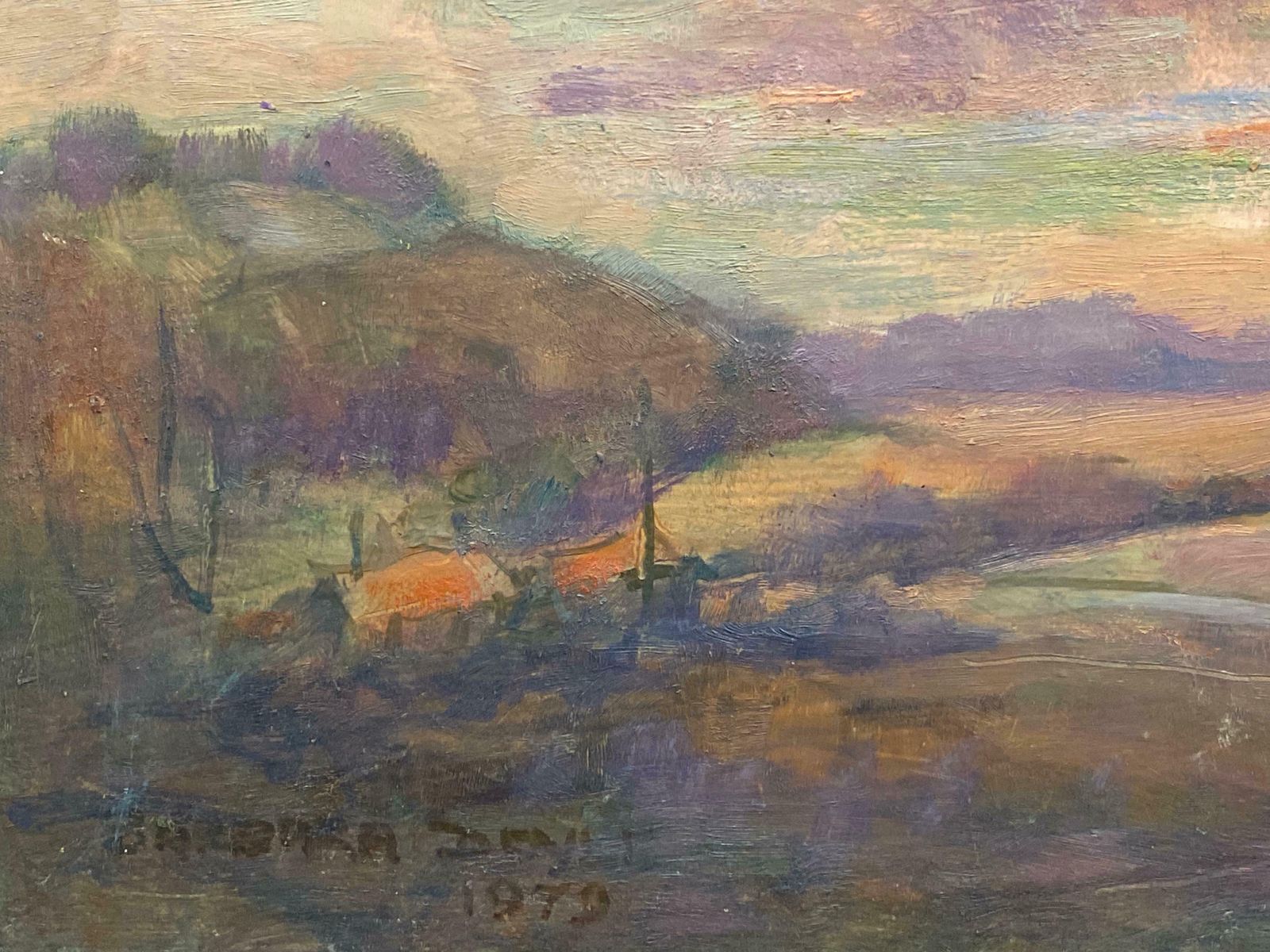 Barbera Doylebarbara Doyle (B.1917) 1970's Modern British Oil Painting   Pink Sunsetc. 1970's photo 506.0
