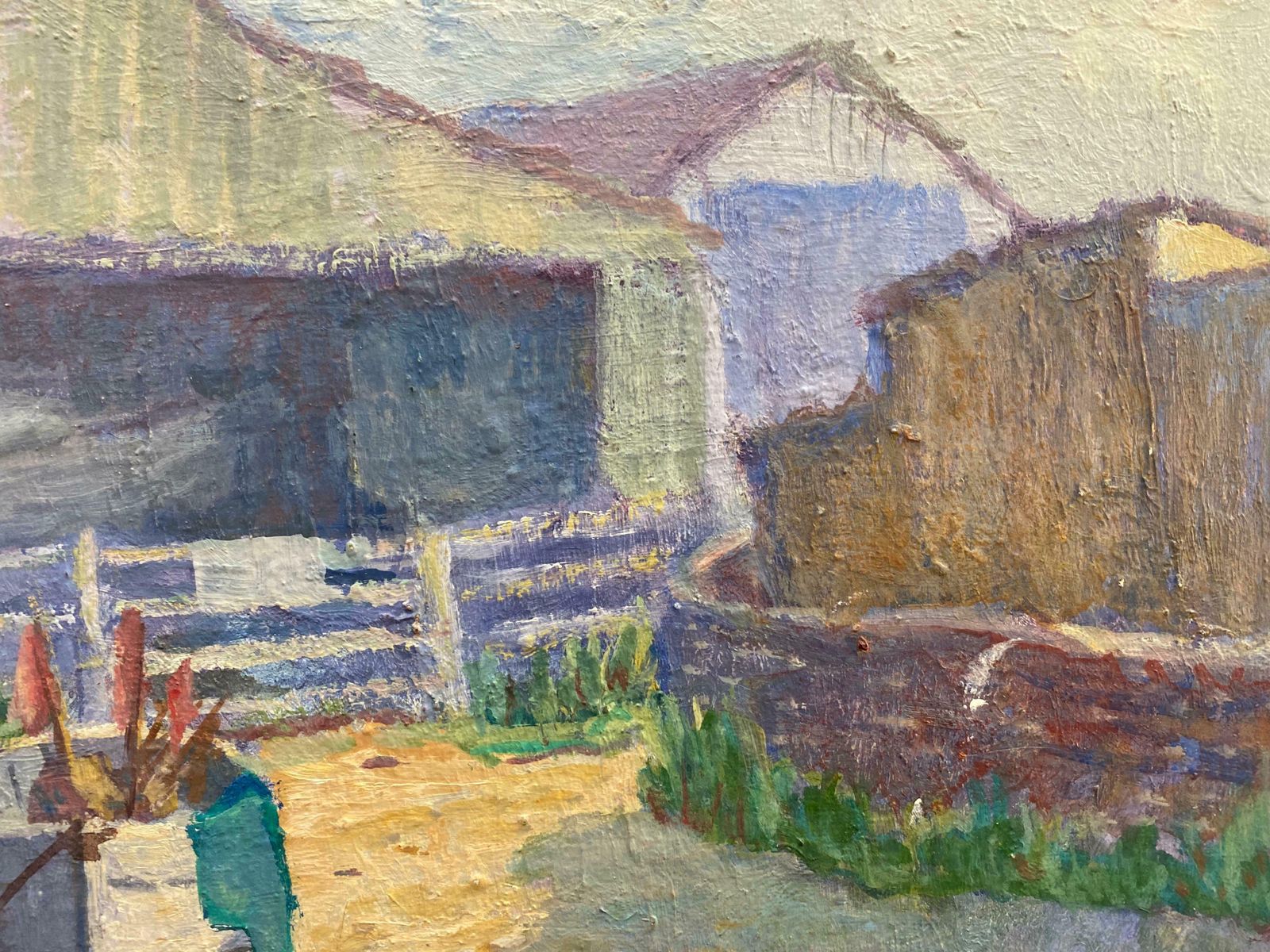 Barbera Doylebarbara Doyle (B.1917) 1970's Modern British Oil Painting   The Boat Yardc. 1970's photo Art