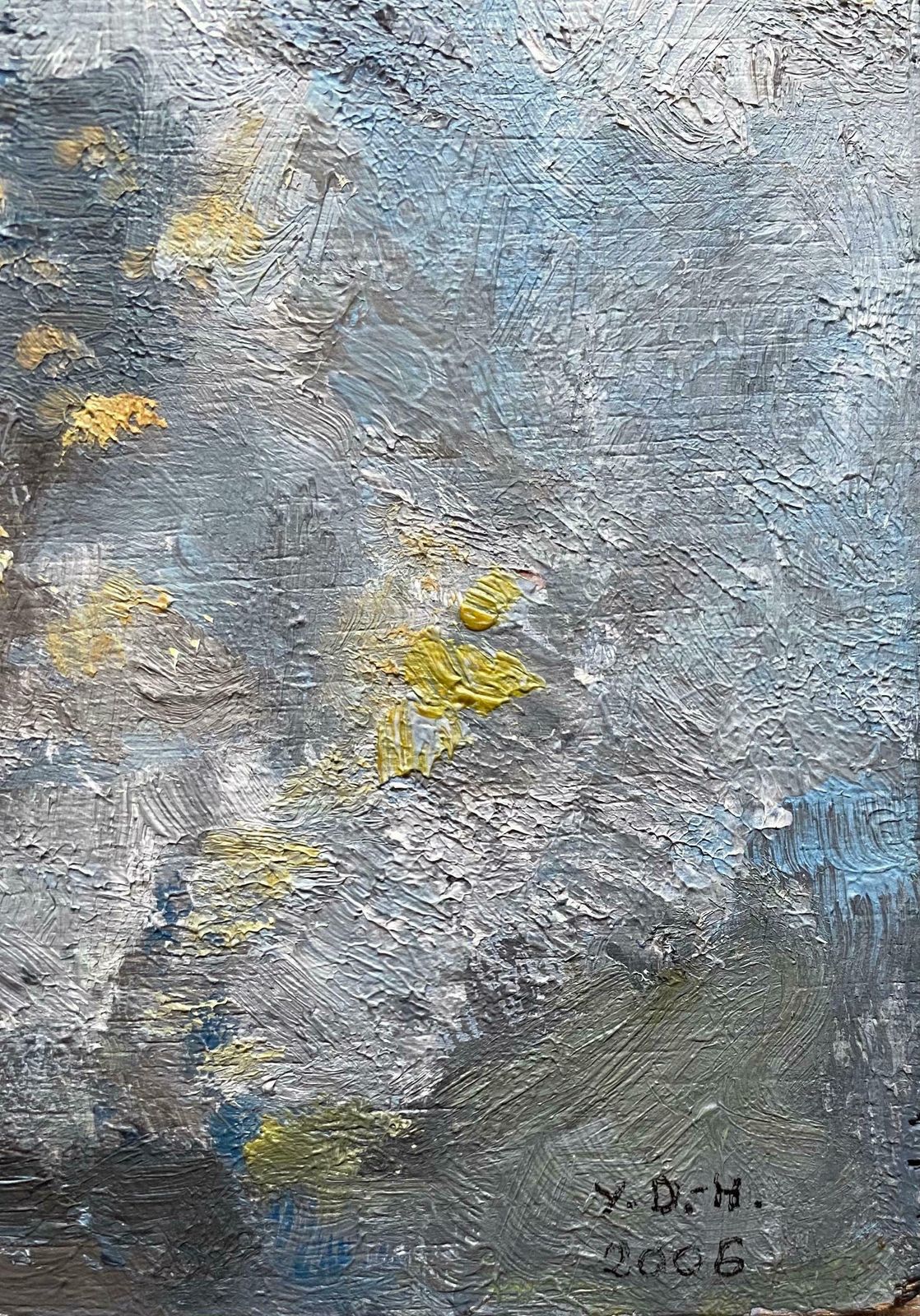 Yvette Dubois Habasquemodernist French Cubist Abstract Painting   Shades Of Blue Colorsc.2000s photo 460.0