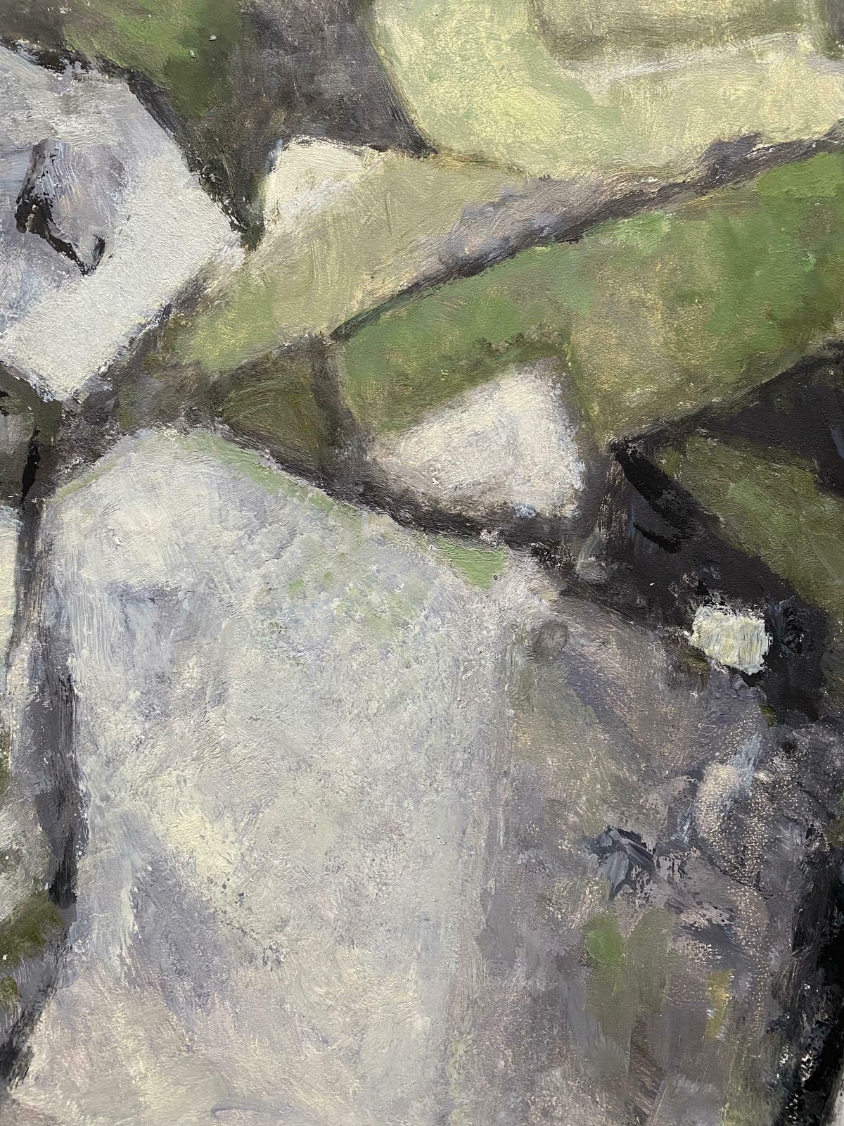 Yvette Dubois Habasquecontemporary French Cubist Abstract Painting   Pastel Shades Of Greenc.2000s photo furniture