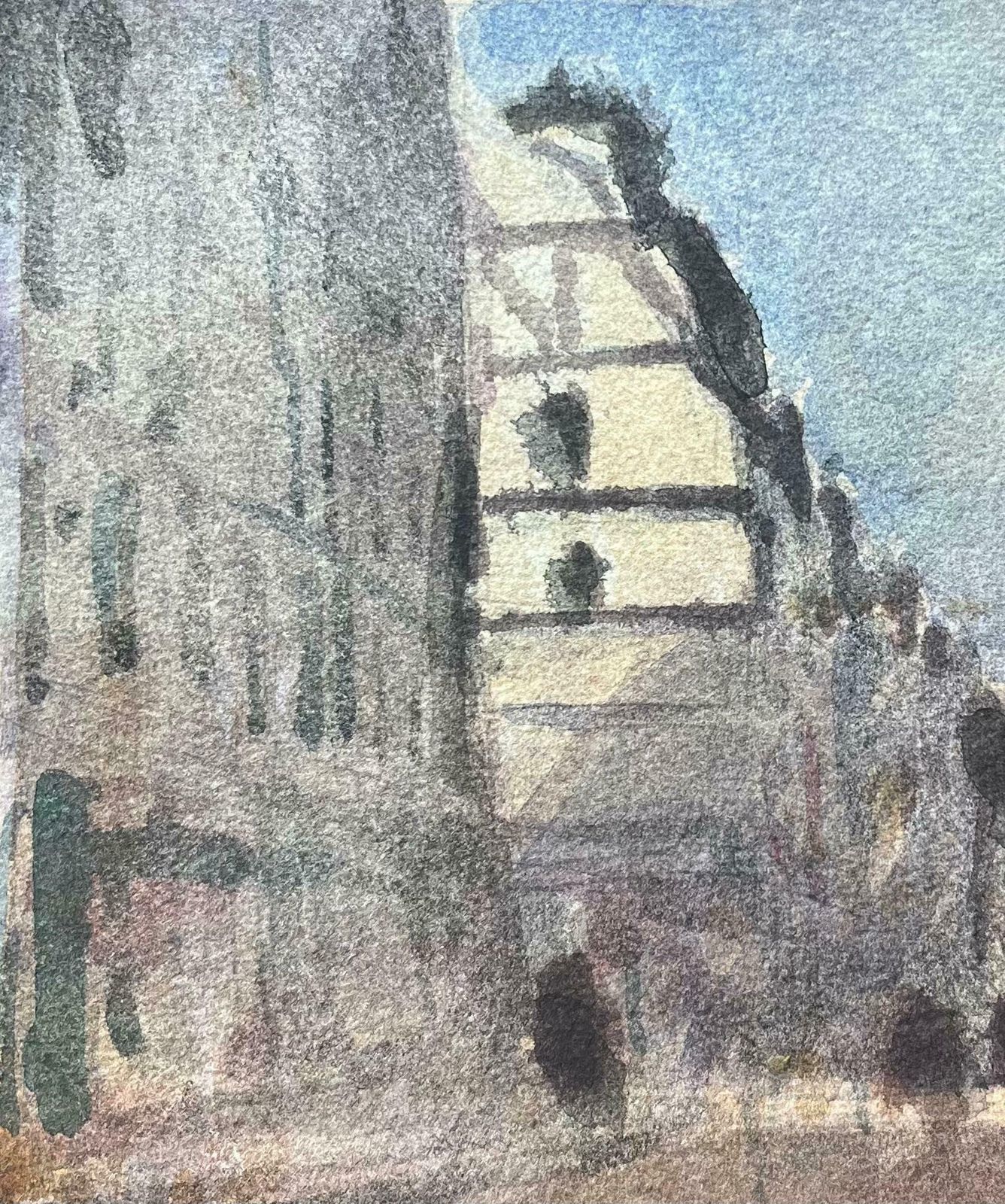 Maurice Mazeiliefrench Impressionist Watercolor Of Street Scene With The Institut De France20th Century photo for sale