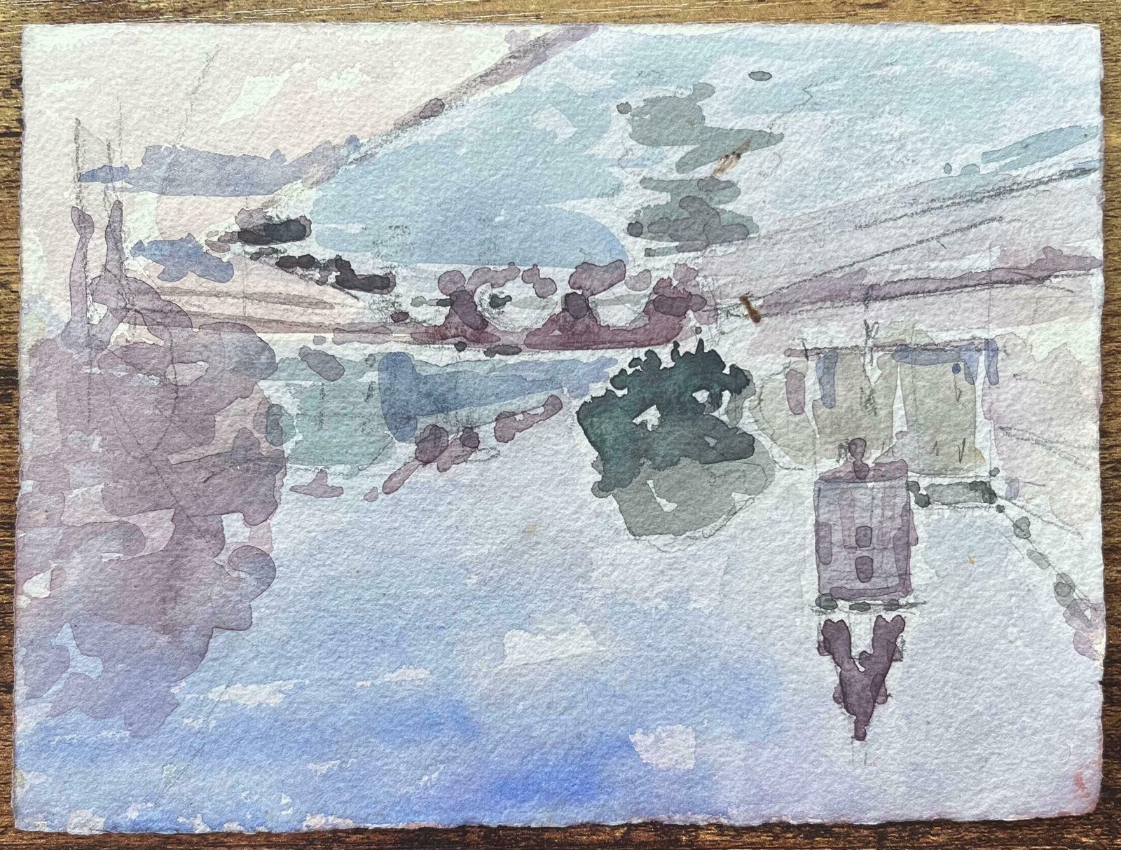 Maurice Mazeiliefrench Impressionist Watercolor Of Street Scene With The Institut De France20th Century photo vinterior