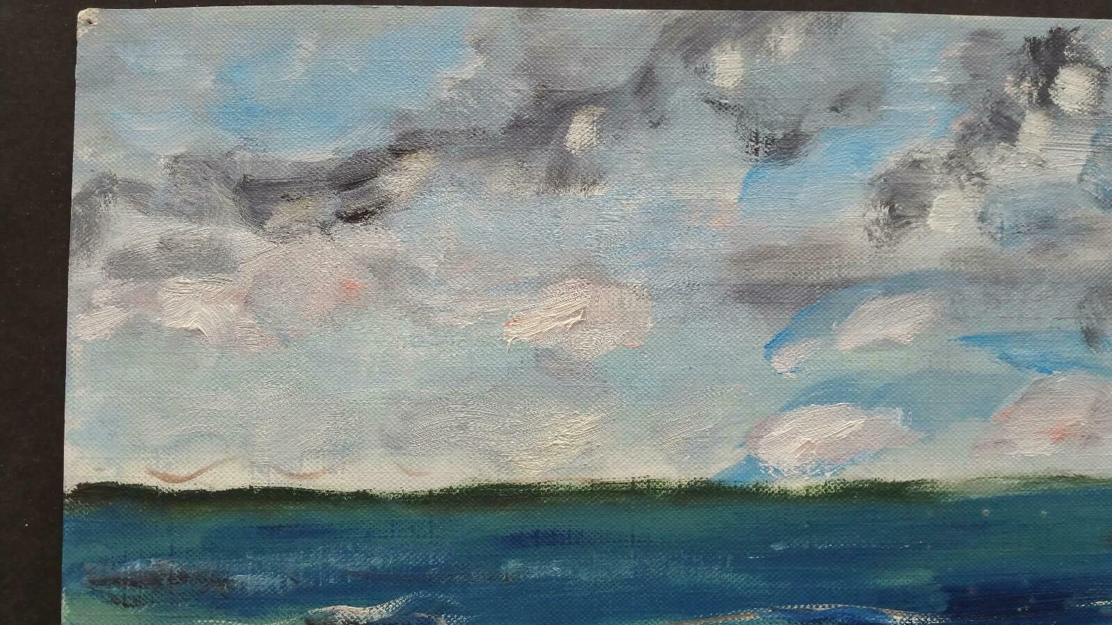 Unknown20th Century French Oil Painting A Storm Approacheslate 20th Century photo Art