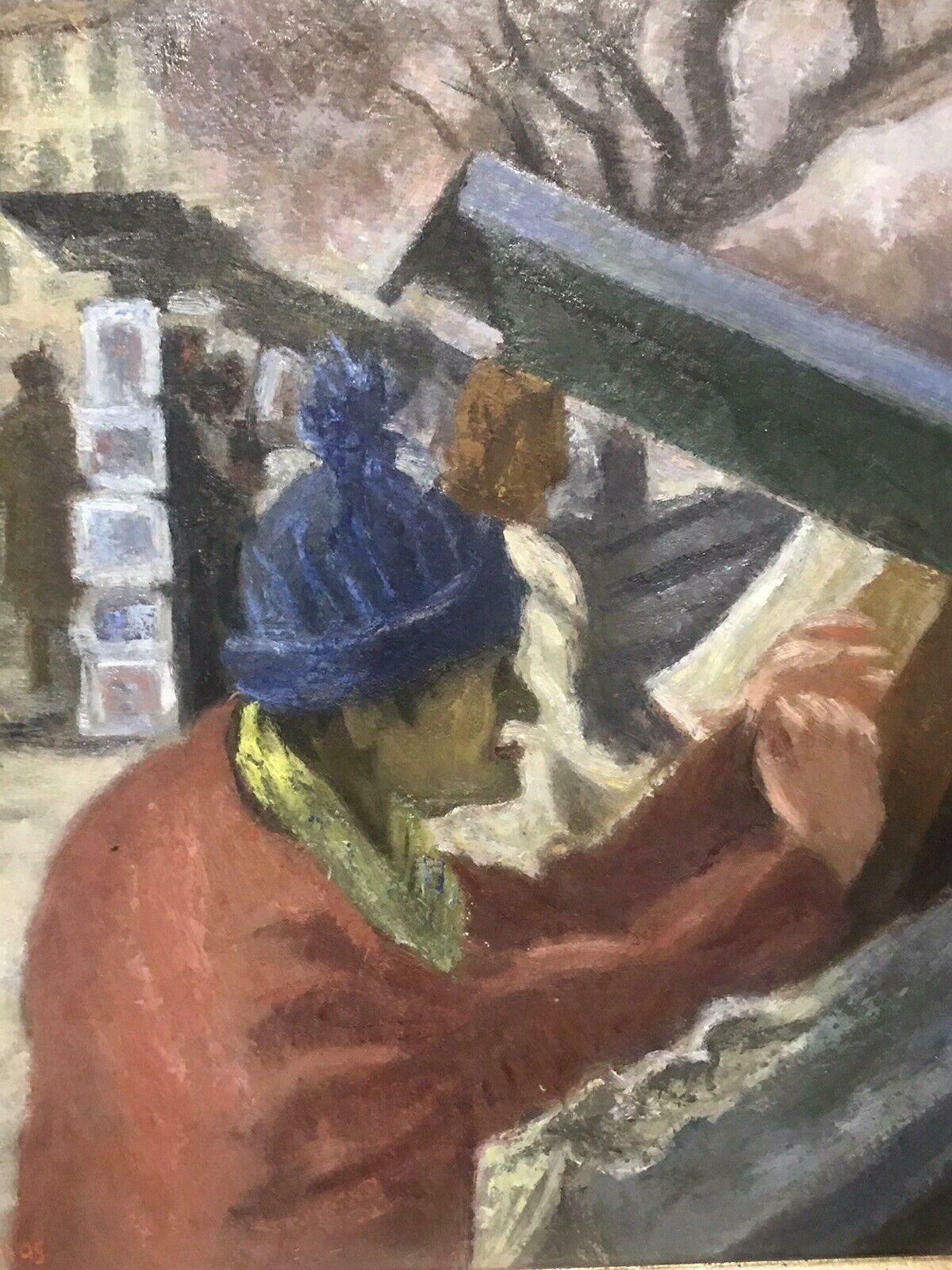 Bertrand Mogniat Duclossigned French Post Impressionist Oil Painting Bouquinistes River Seine Parisc. 1970's photo 1226.0