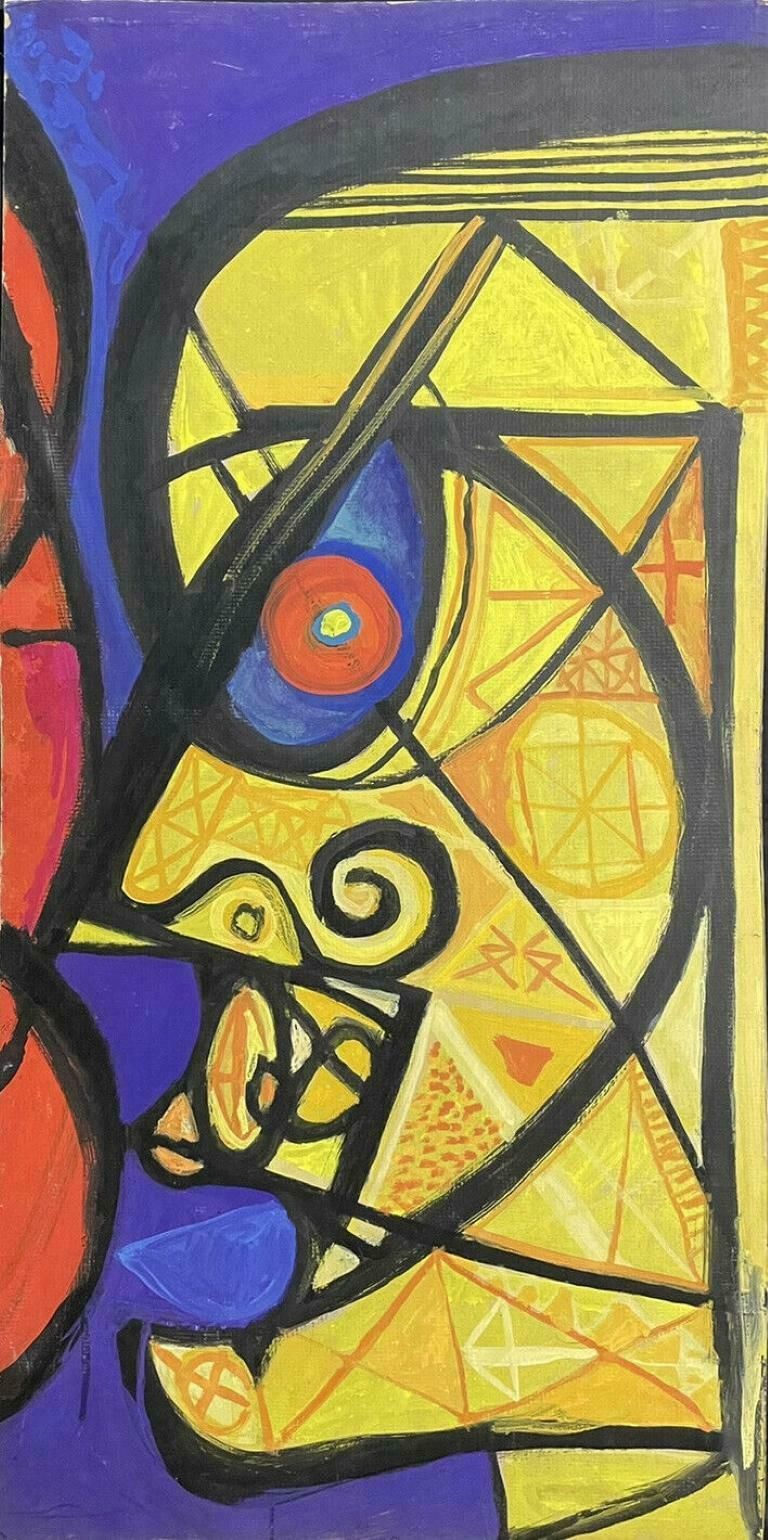 Claude Lagouchehuge Original 1960's French Abstract Painting   Portraits On Both Sidesc. 1960's