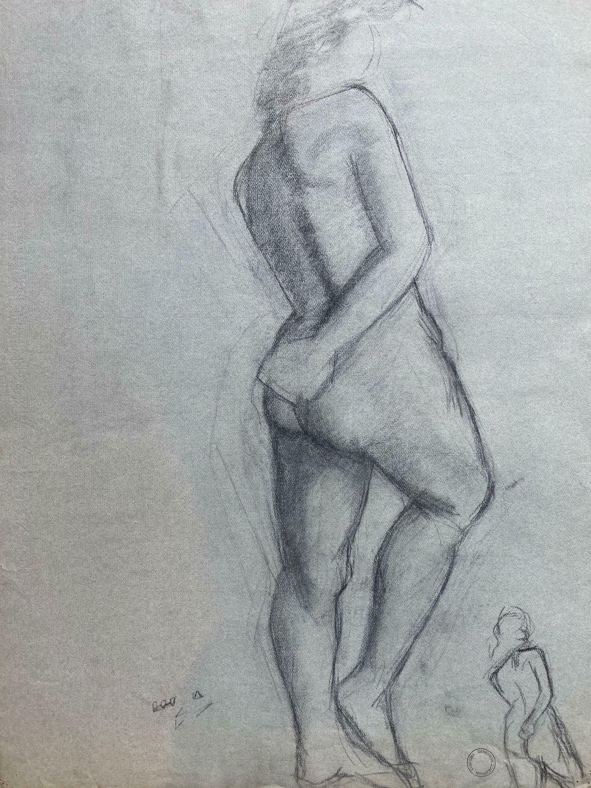 Genevieve Zondervan (1922 2013)Mid 20th Century French Charcoal Drawing   Portrait Of A Standing Nude Womenc. 1950's photo for sale