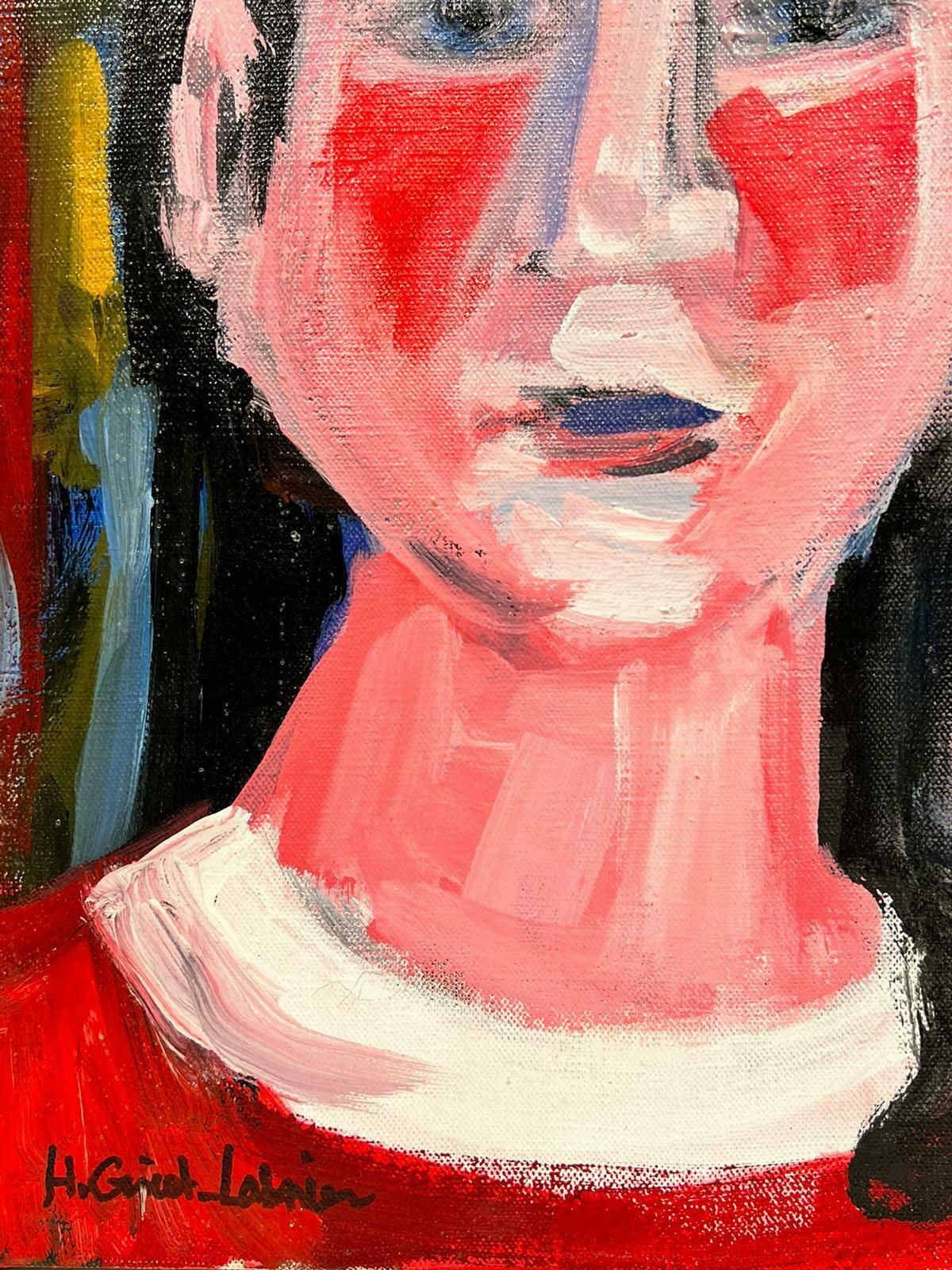 Huguette Ginet Lasnier French Modernist Painting Head & Shoulders Portrait Oil Paintingc. 2000's photo furniture
