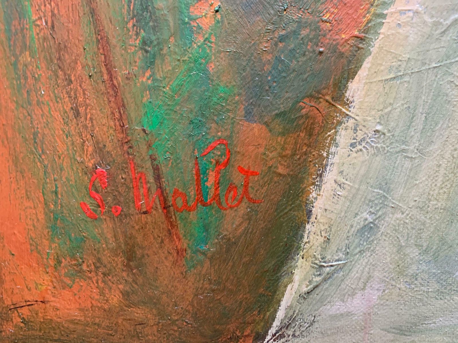 Serge Malletfrench Portrait Man In Hat Smoking Cigar Large Signed Oil Painting On Canvasc.1990 photo vinterior