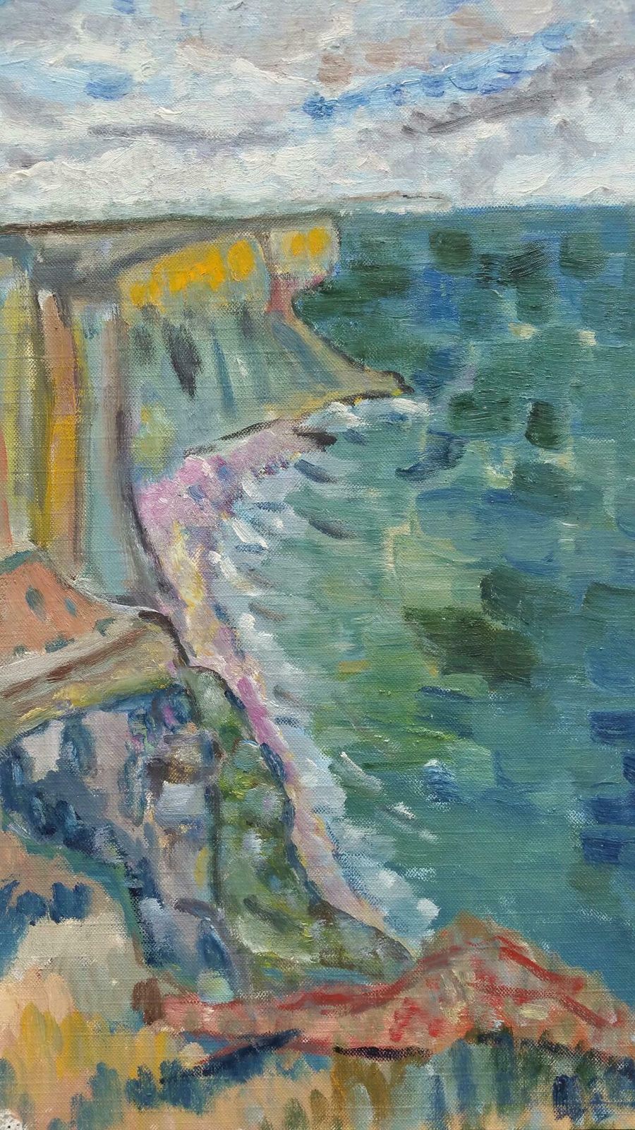 Unknown20th Century French Oil Painting A Summer French Coastlinelate 20th Century