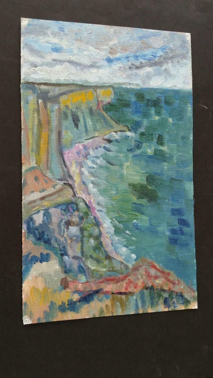 Unknown20th Century French Oil Painting A Summer French Coastlinelate 20th Century photo for sale