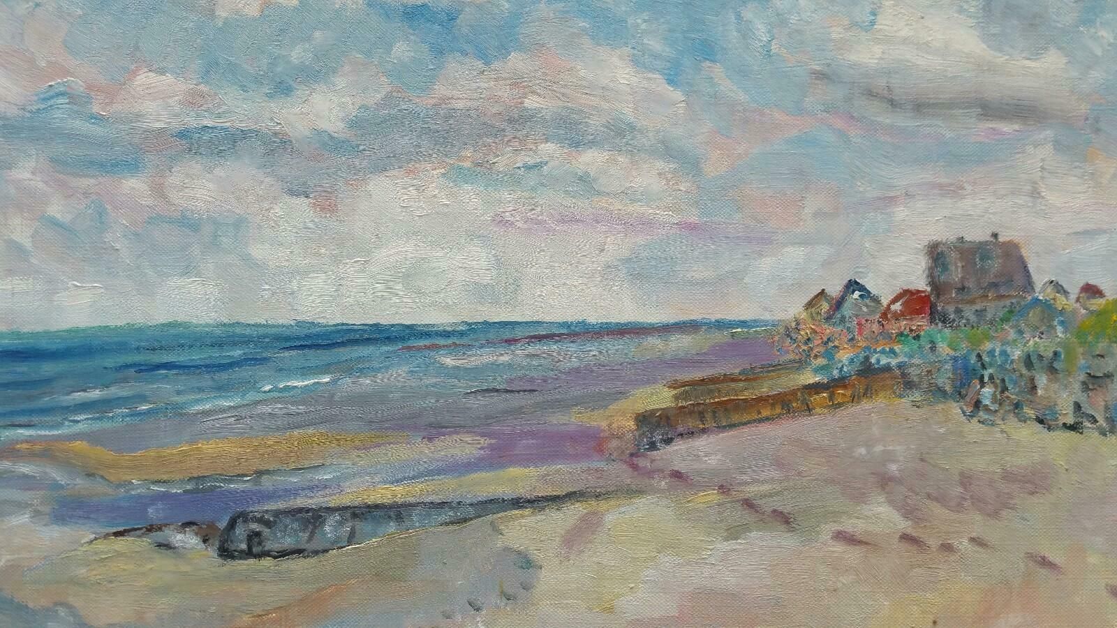 Unknown20th Century French Oil Painting Late Summer Beachlate 20th Century photo for sale