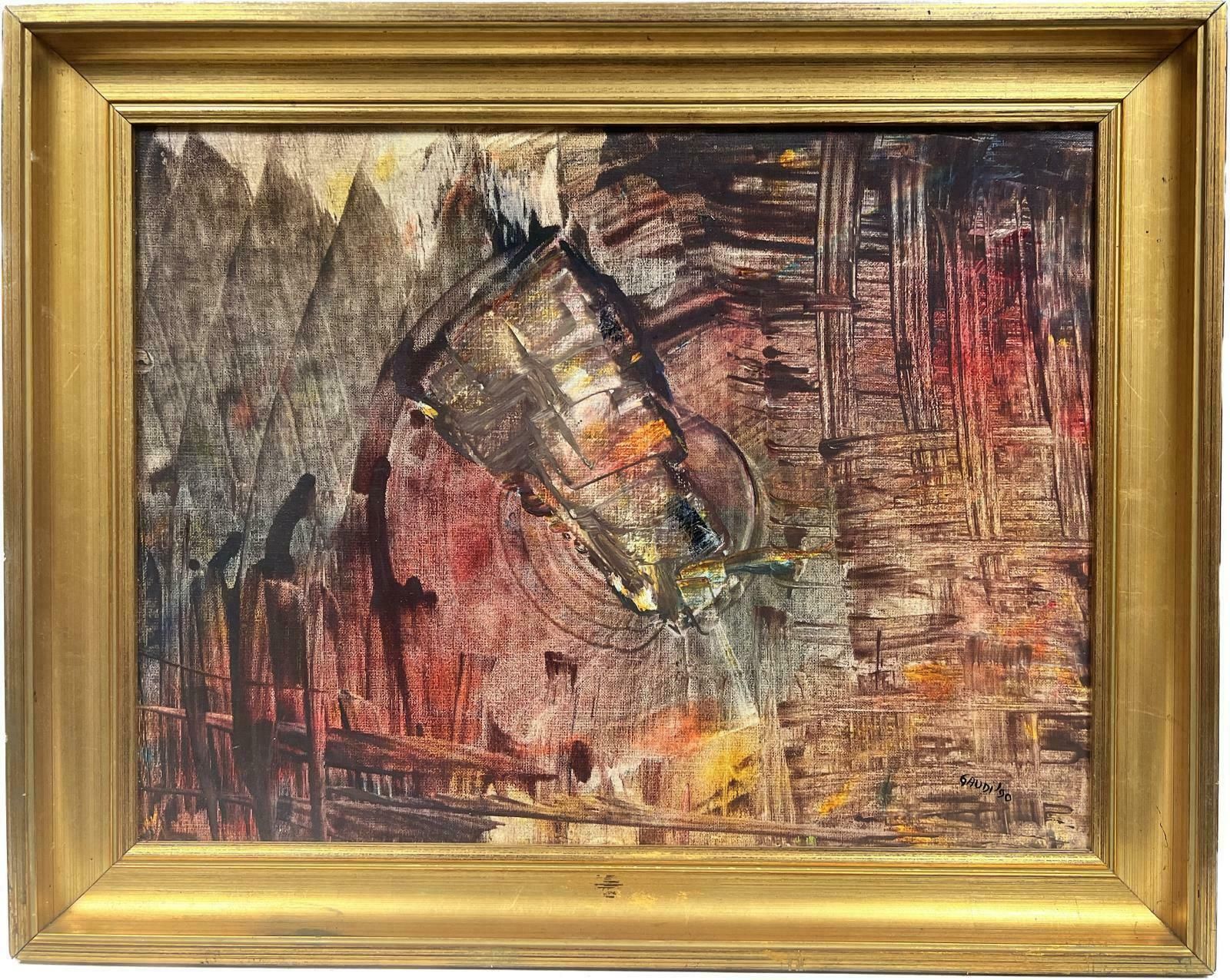 French Schoollarge 1990's French Expressionist Abstract Painting Blurs Of Colors & Line Forms1990 photo furniture