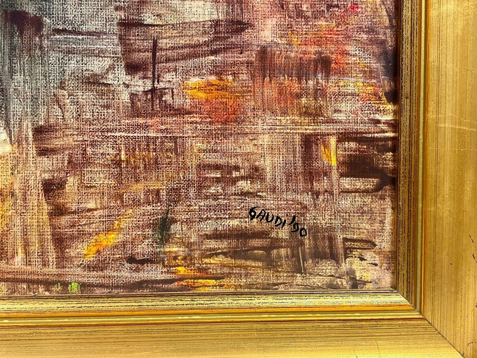 French Schoollarge 1990's French Expressionist Abstract Painting Blurs Of Colors & Line Forms1990 photo Art