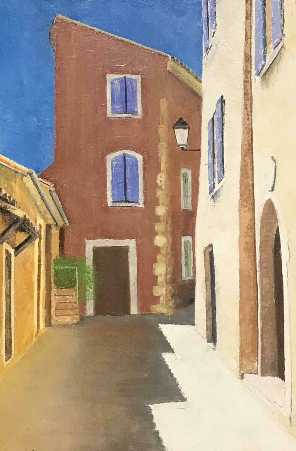 Louis Del Bianco (B.192520th Century French Signed Oil   Mediterranean Empty Street Scene Old Houses20th Century photo for sale
