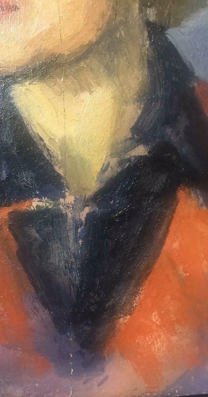 Akos Biroakos Biro (Hungarian 1911 2002) Expressionist Oil Portrait Lady In Red   Signedc.1950's photo buy