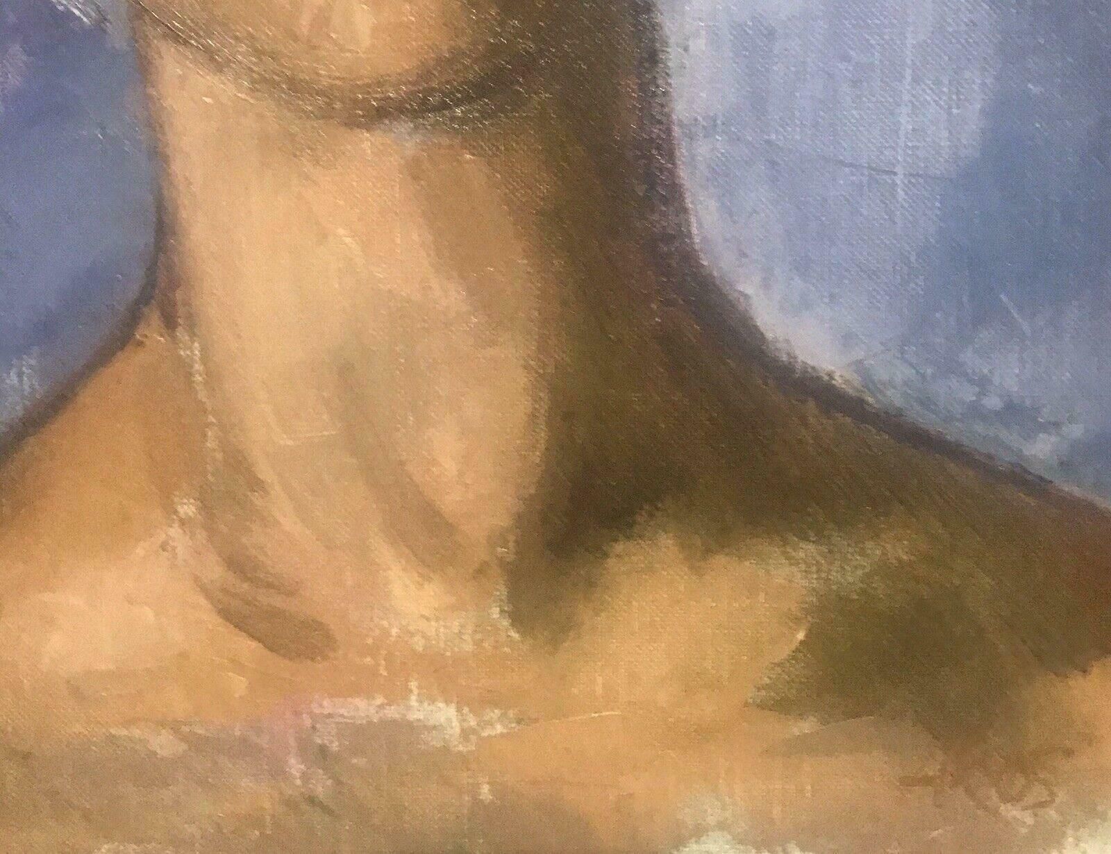 Akos Biro20th Century Signed French Oil   Portrait Of A Lady From Mougins, South Francec.1960's photo 434.0