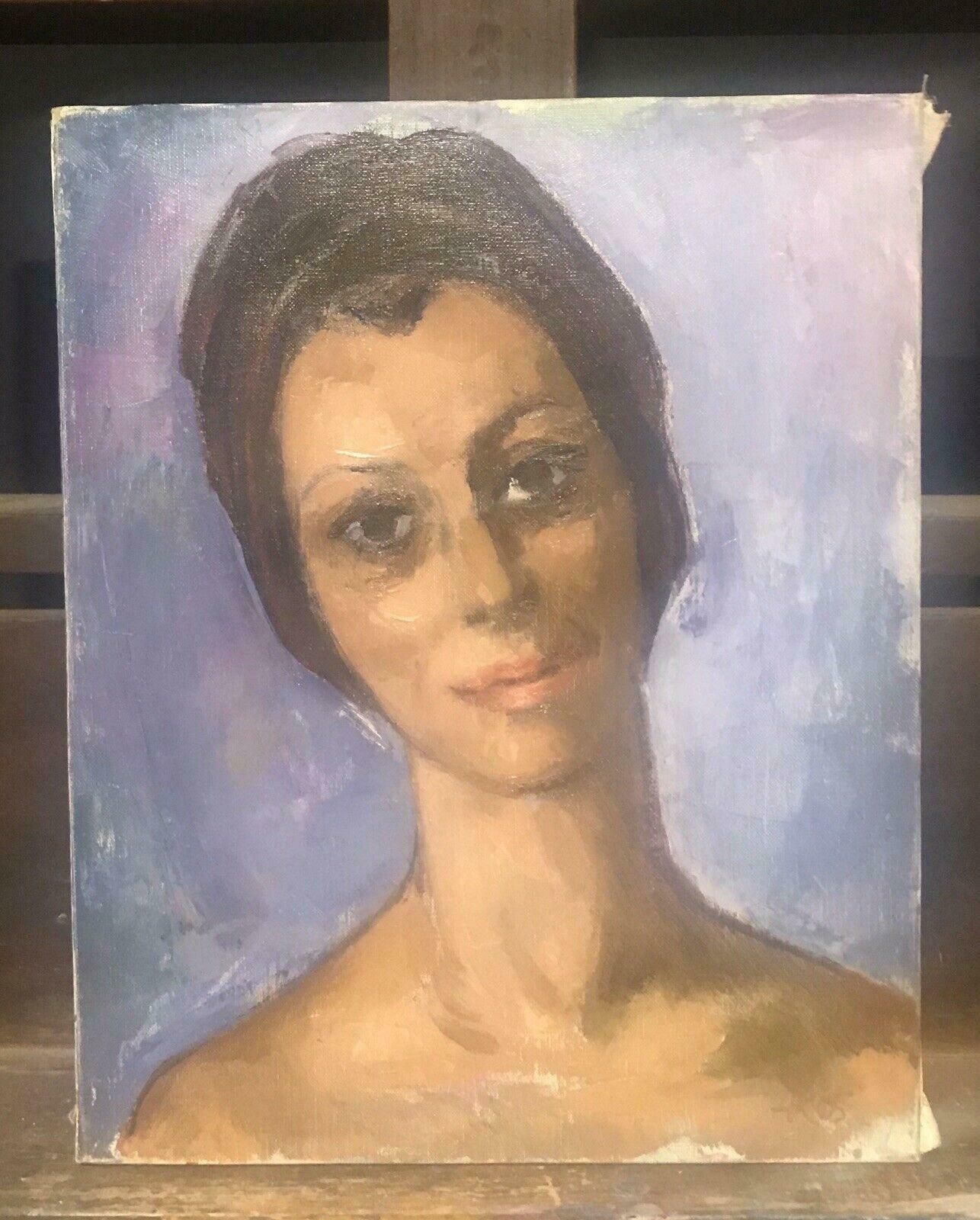 Akos Biro20th Century Signed French Oil   Portrait Of A Lady From Mougins, South Francec.1960's photo vintage