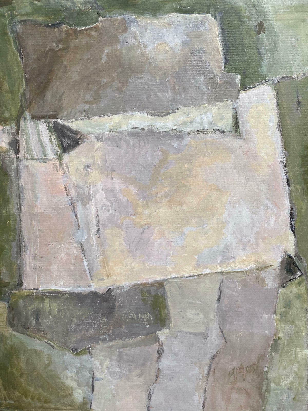 Yvette Dubois Habasqueyvette Dubois Habasque (1929 2016) French Cubist Abstract Painting Green Colorsc.2000s