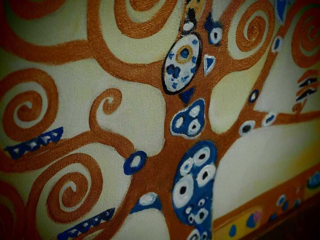 Oil Painting Inspired By Gustav Klimt   "Tree Of Life" With Elegant Wooden Frame   Gustav Klimt, Tree Of Life, Oil Painting, Art Décor photo Art