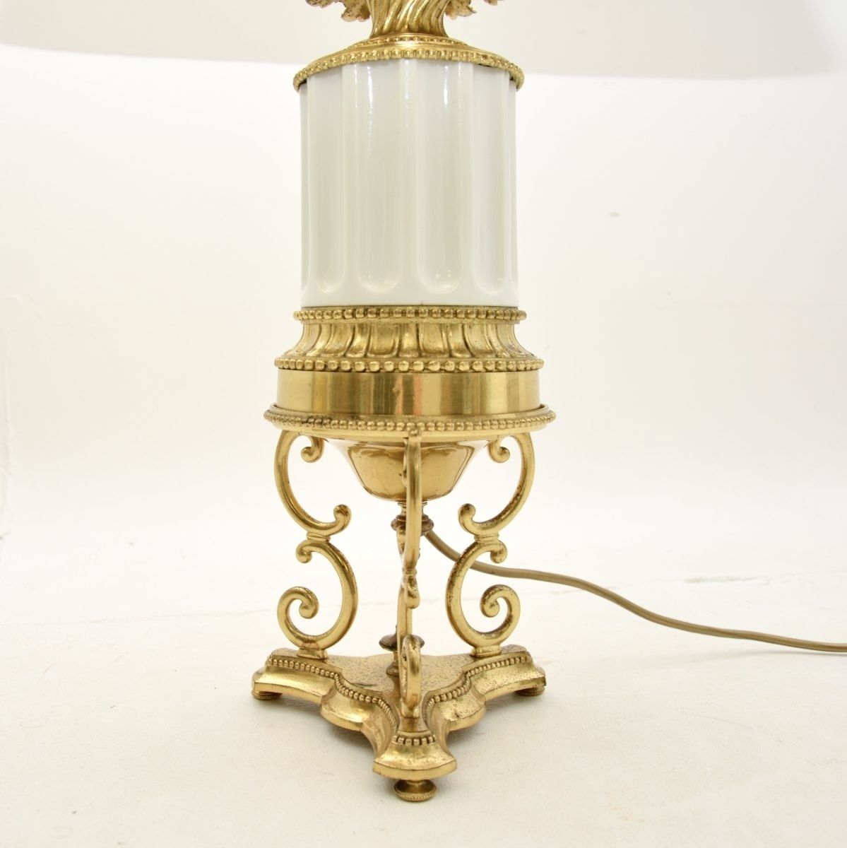 Pair Of Antique French Gilt Metal And Ceramic Table Lamps photo Lighting