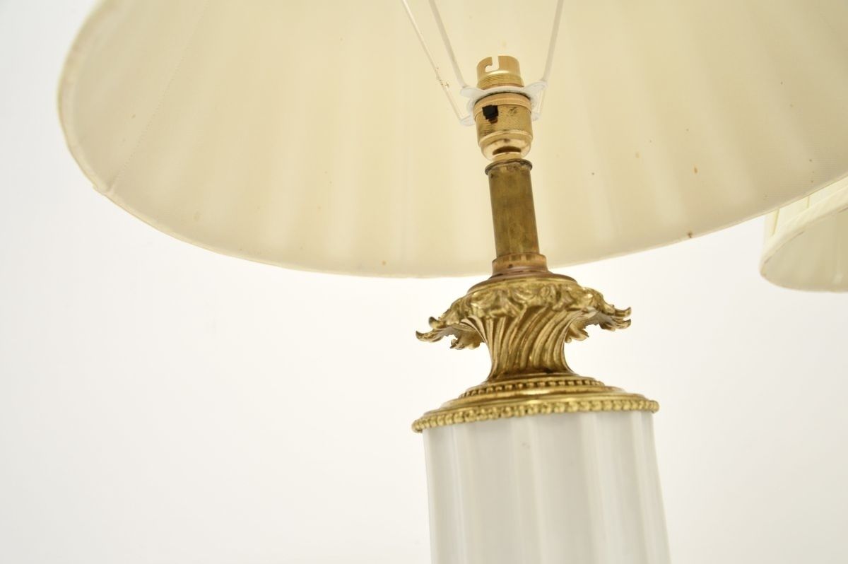 Lighting Pair Of Antique French Gilt Metal And Ceramic Table Lamps photo